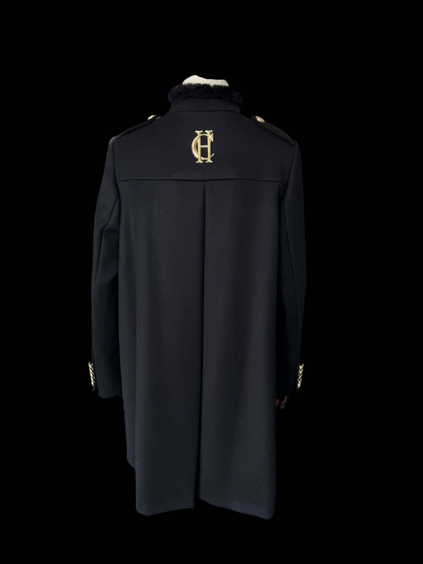 Holland & Cooper Highbury Cape Coat Medium Black Wool Twill RRP £679