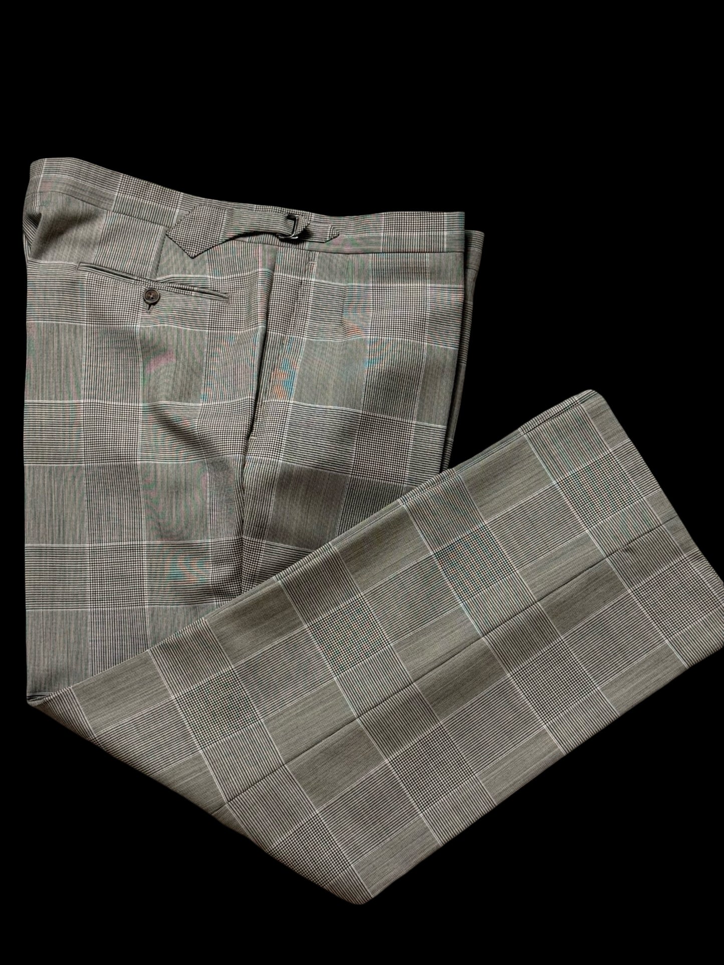 Chester Barrie Savile Row Grey Glen Plaid Check Suit 46R/ W40” Grey Wool Mohair