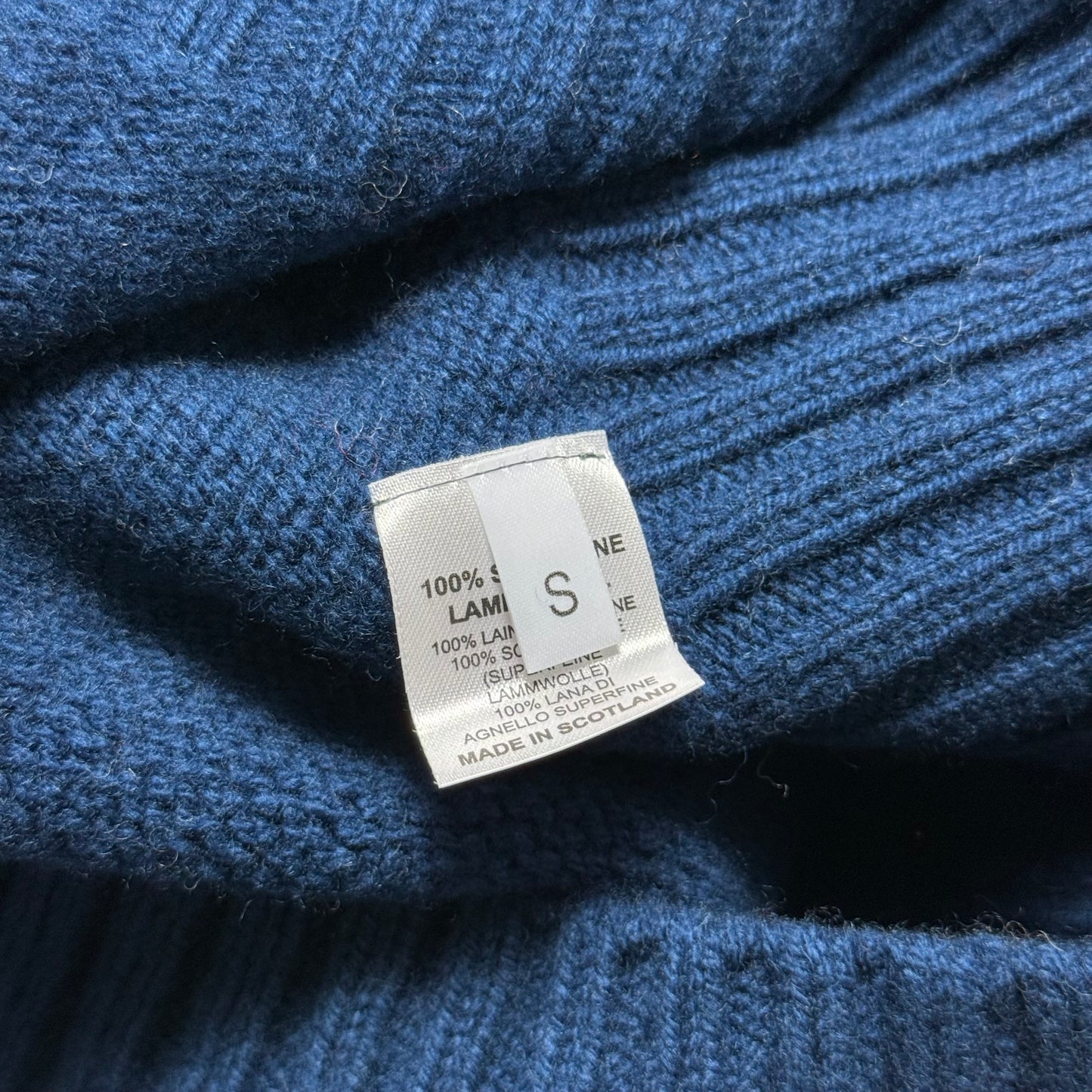 BNWT Malloch’s Linton Crew Neck Jumper Size Small Superfine Wool Navy RRP £185