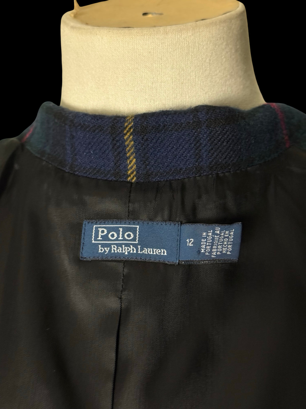 Women’s Polo Ralph Lauren Tartan Wool Blazer Sport Coat UK16 / US12 RRP £650
