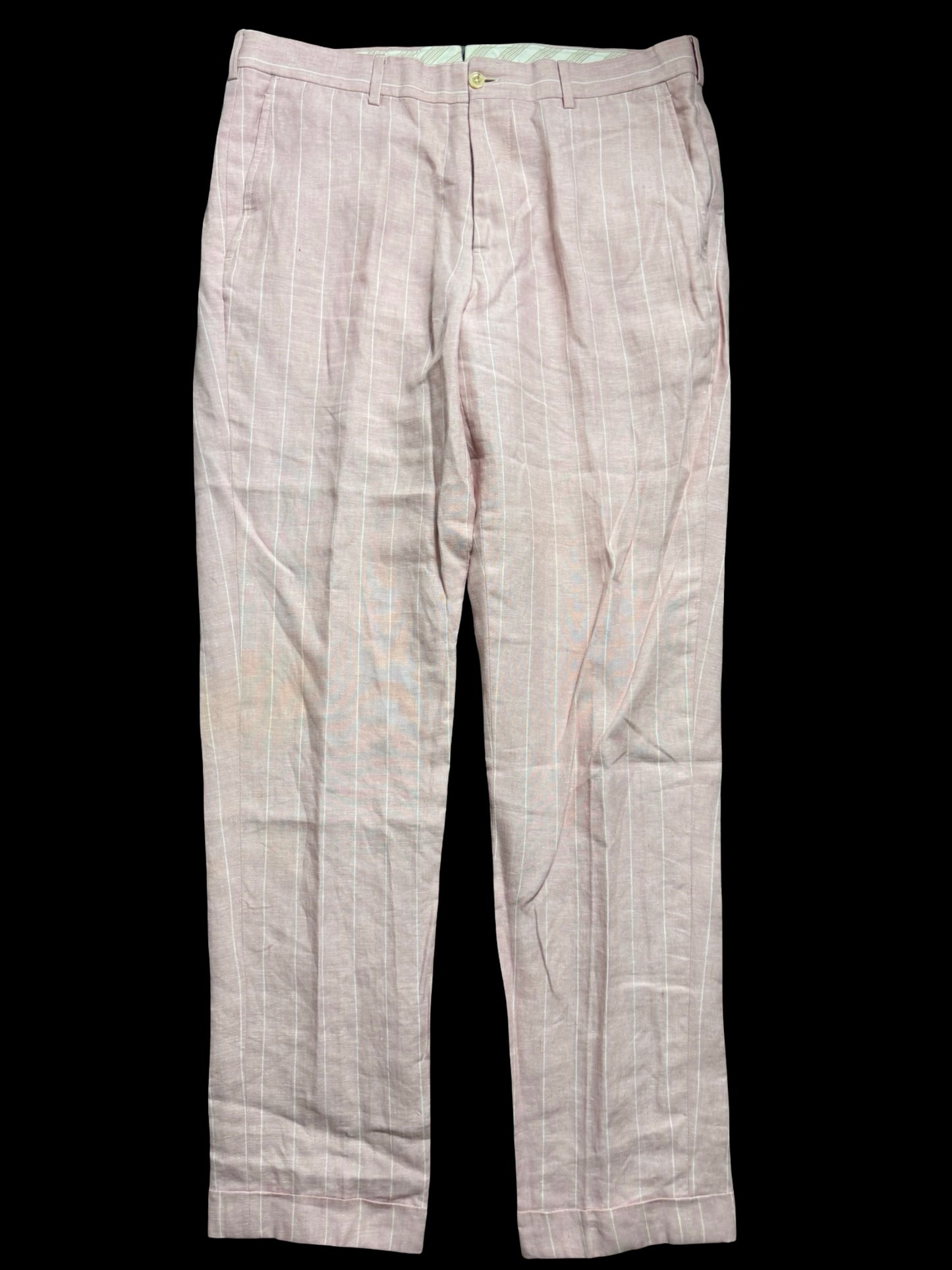 Brooks Brothers X Gatsby Pink Linen Pinstripe Suit 42R / W36R Made In USA Rare