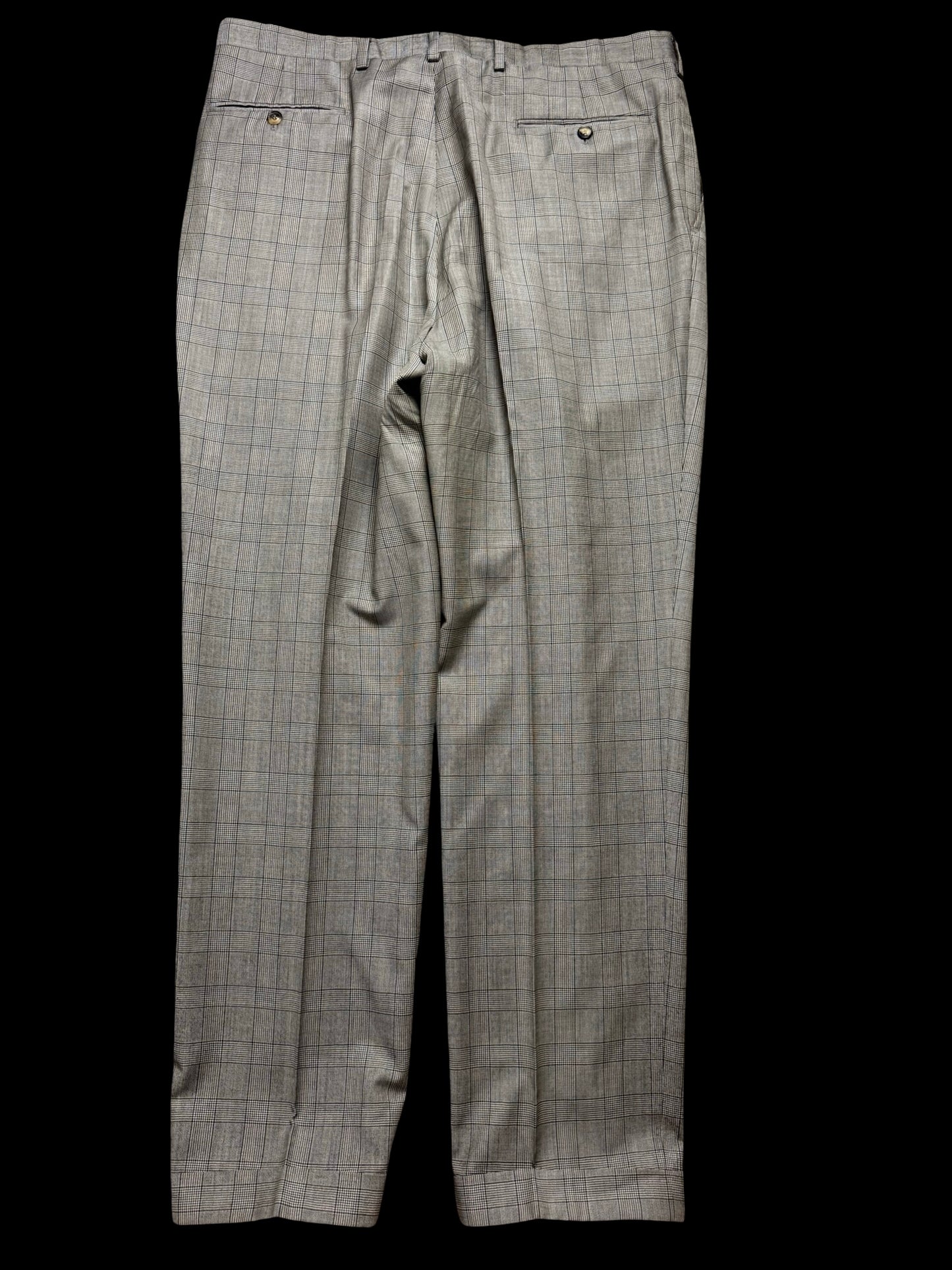 GIEVES & HAWKES Grey Prince Of Wales Wool Suit Size 44L/ W38L Savile Row