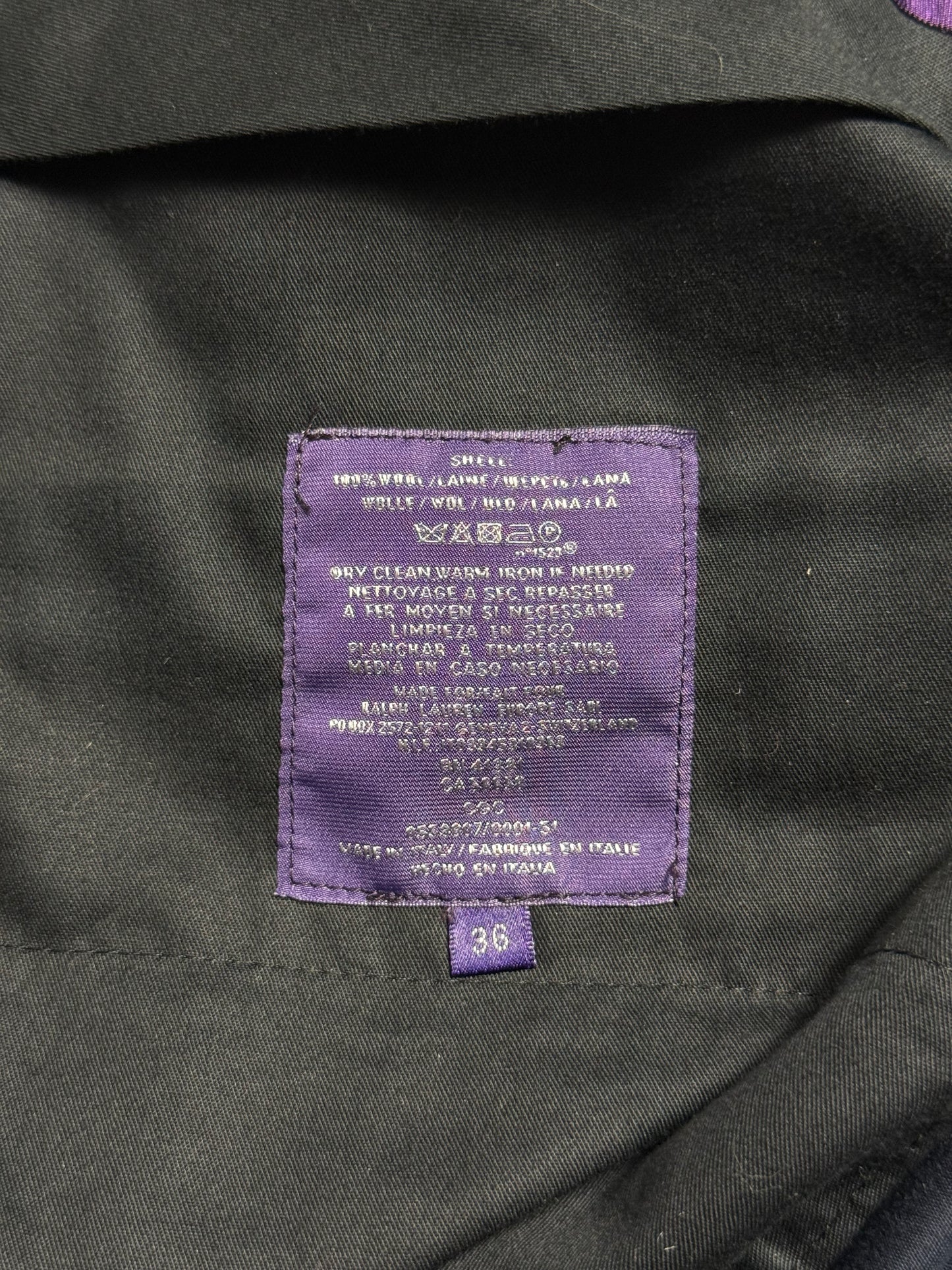 Men’s Ralph Lauren Purple Label Wool Chinos 36 X 30” Navy Blue