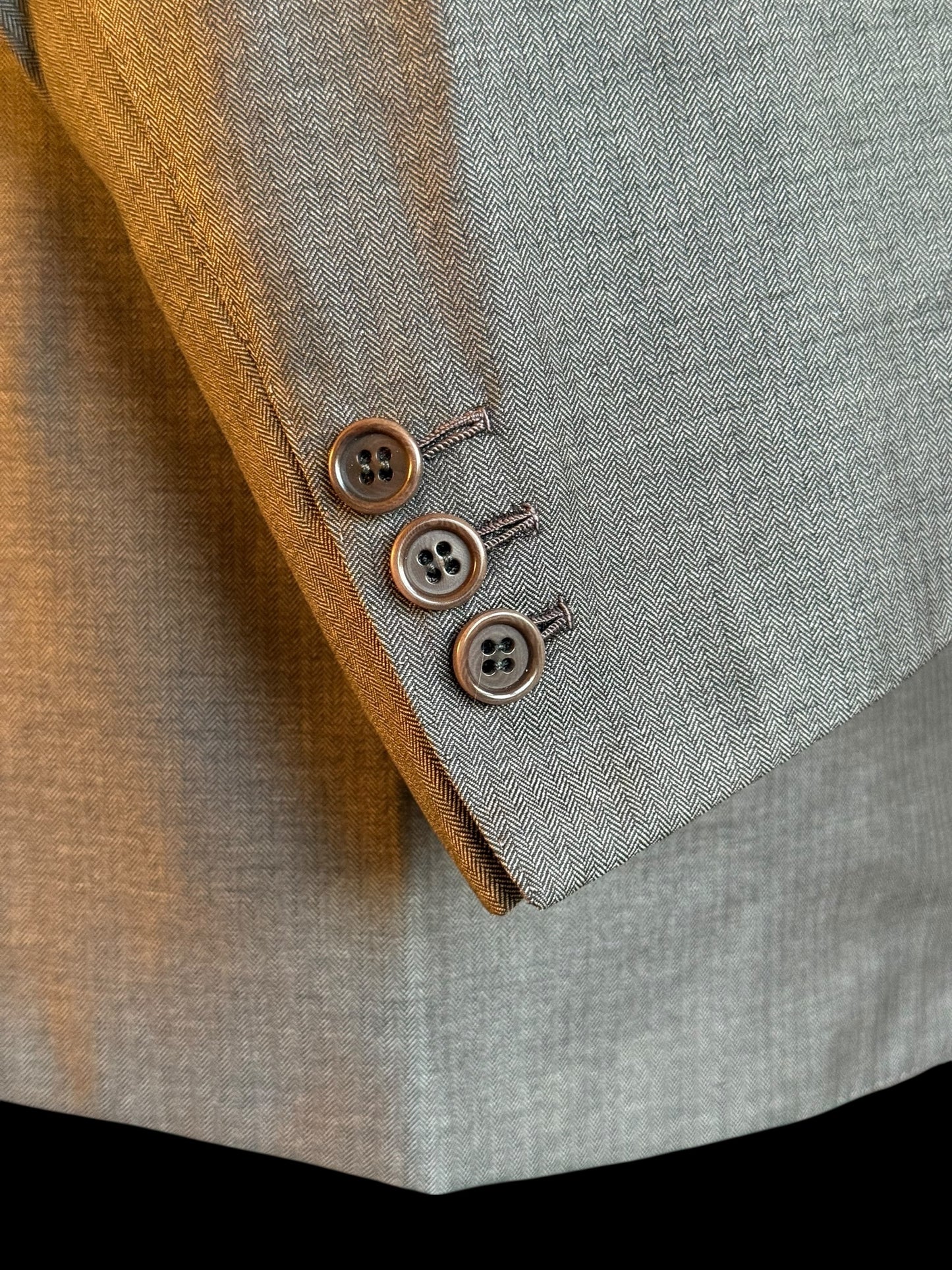 Bespoke Tommy Giulio Caraceni Grey Herringbone Suit 41S/ W34” Lightweight Wool