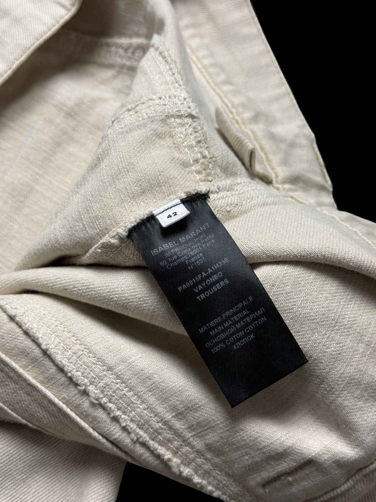 ISABEL MARANT Vayoneo Ecru Cargo High Waisted Cargo Straight Jeans UK14 RRP£365