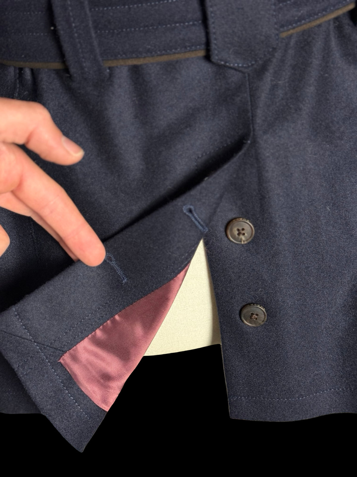 Women’s Purdey Loden Wool Safari Field Jacket Size 14 Navy Belted V.G.C