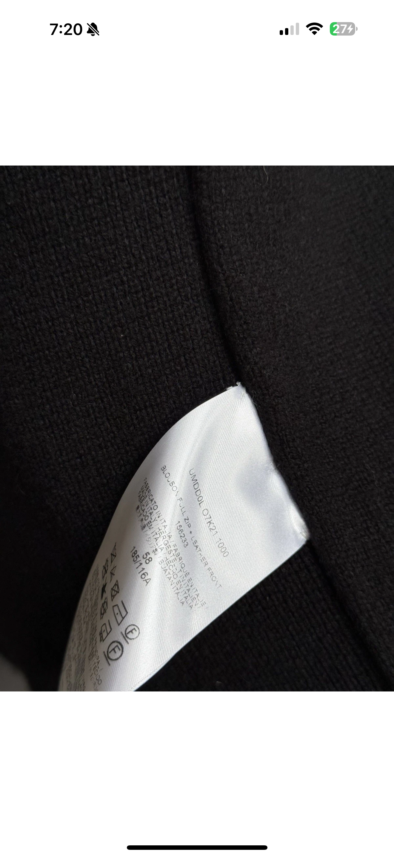 Men’s Brioni Leather Blouson Jacket Knitted Sleeves Size 58