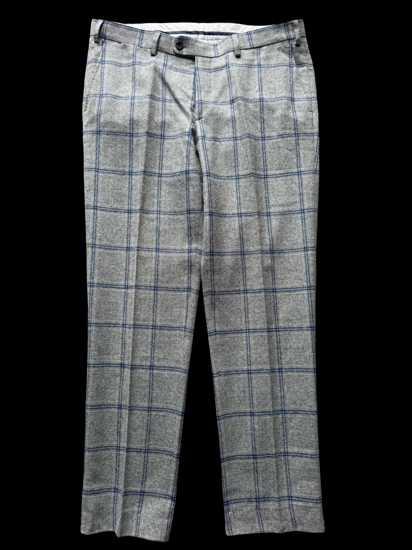 Suit Supply Lazio Wool Silk Linen Suit 38R / W36” Grey Blue Check