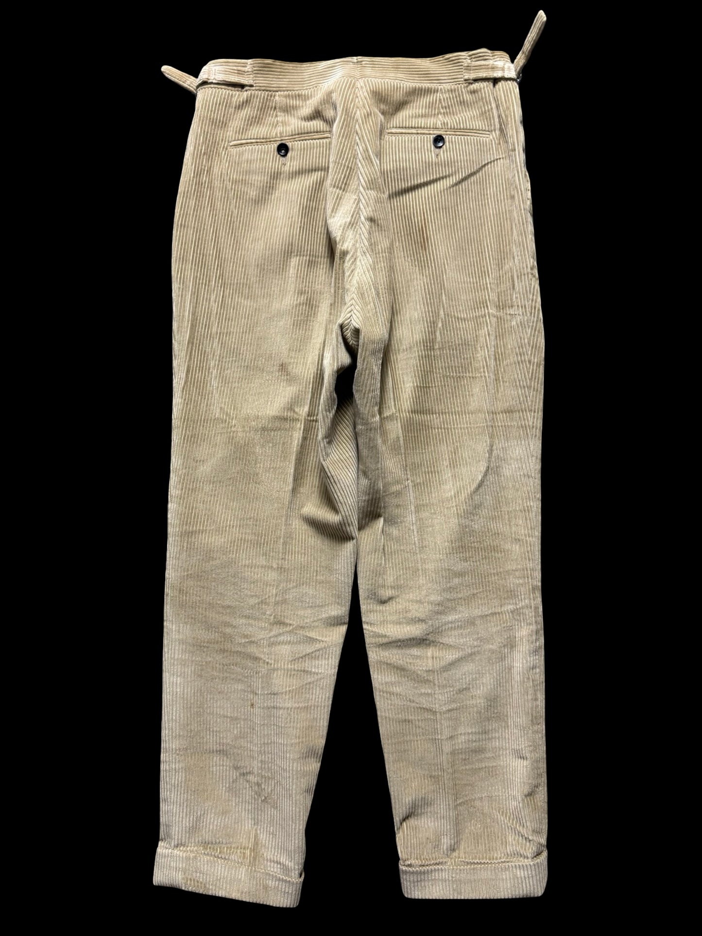 Natalino Beige Corduroy Pleat Front Trousers W32S RRP £185