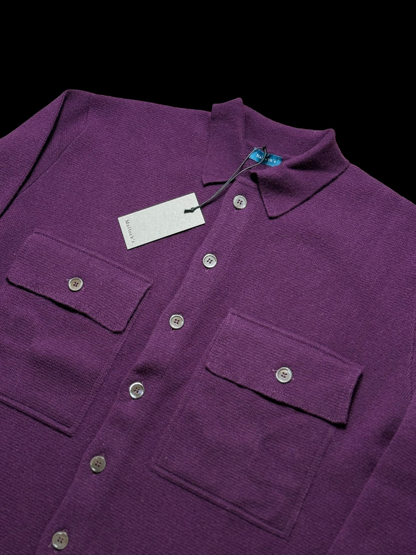 BNWT Malloch’s Robert Merino & Cashmere Knitted Overshirt Purple RRP £375