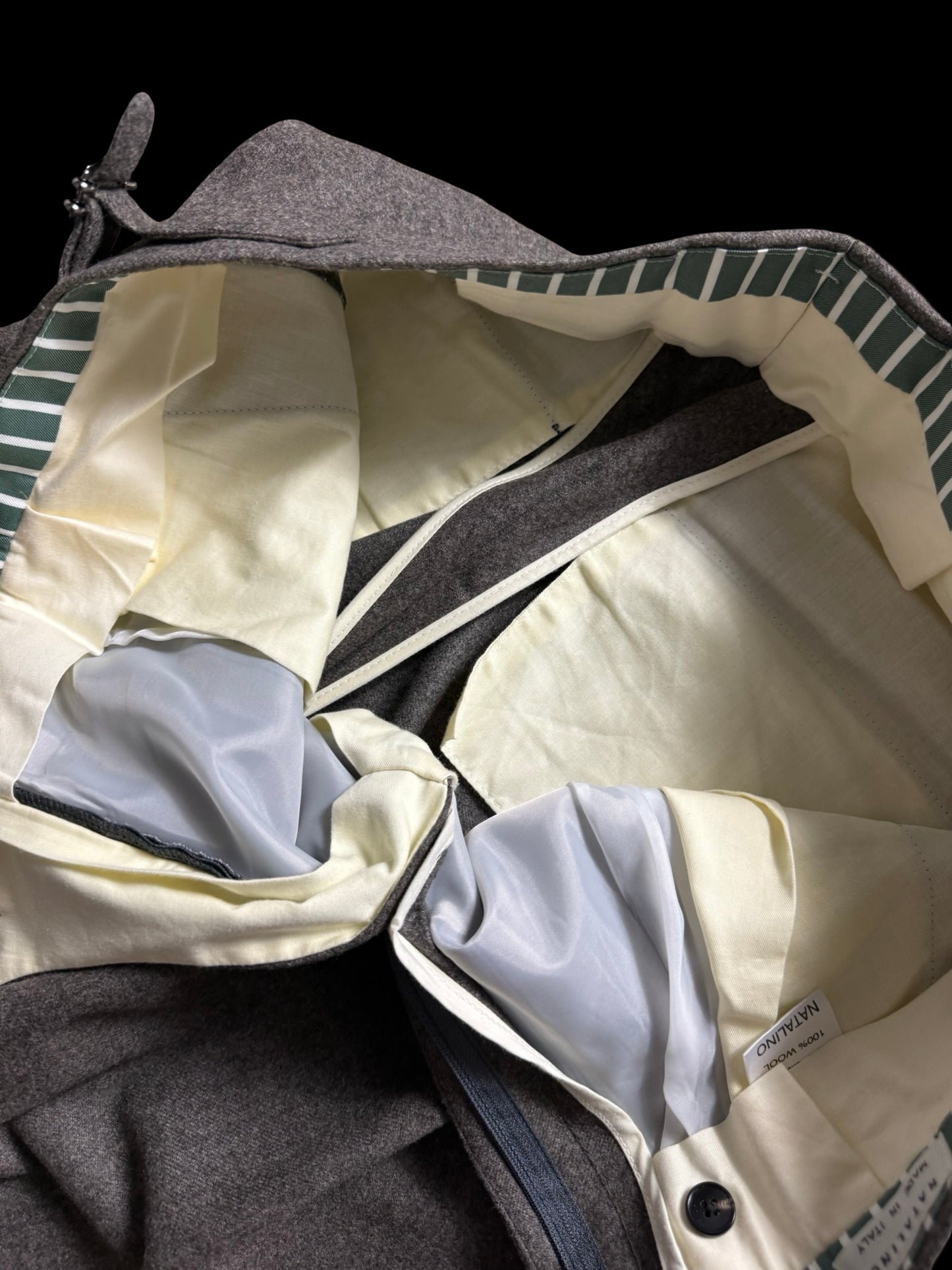 Men’s Natalino Grey Flannel Pleat Front Trousers W32S RRP £195