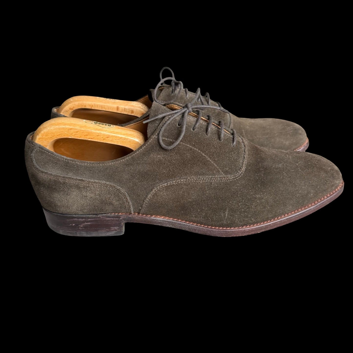 Alfred Sargent Khaki Brown Suede Oxford Shoes Mens UK 9.5 F US 10.5 EU 43.5