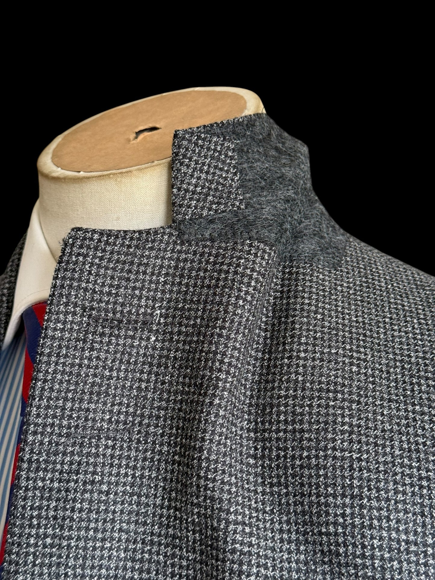 Clements & Church Drago Swing Wool Suit 38L / W32L Slim Fit Grey Houndstooth MTM