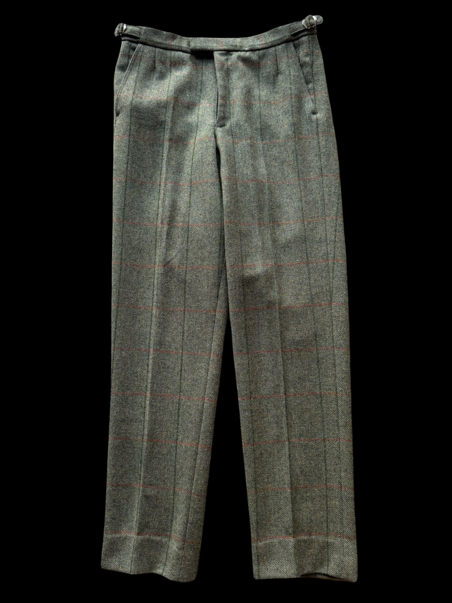 Vintage Bespoke Tweed Suit 40R / W34L Green Orange Overcheck Country