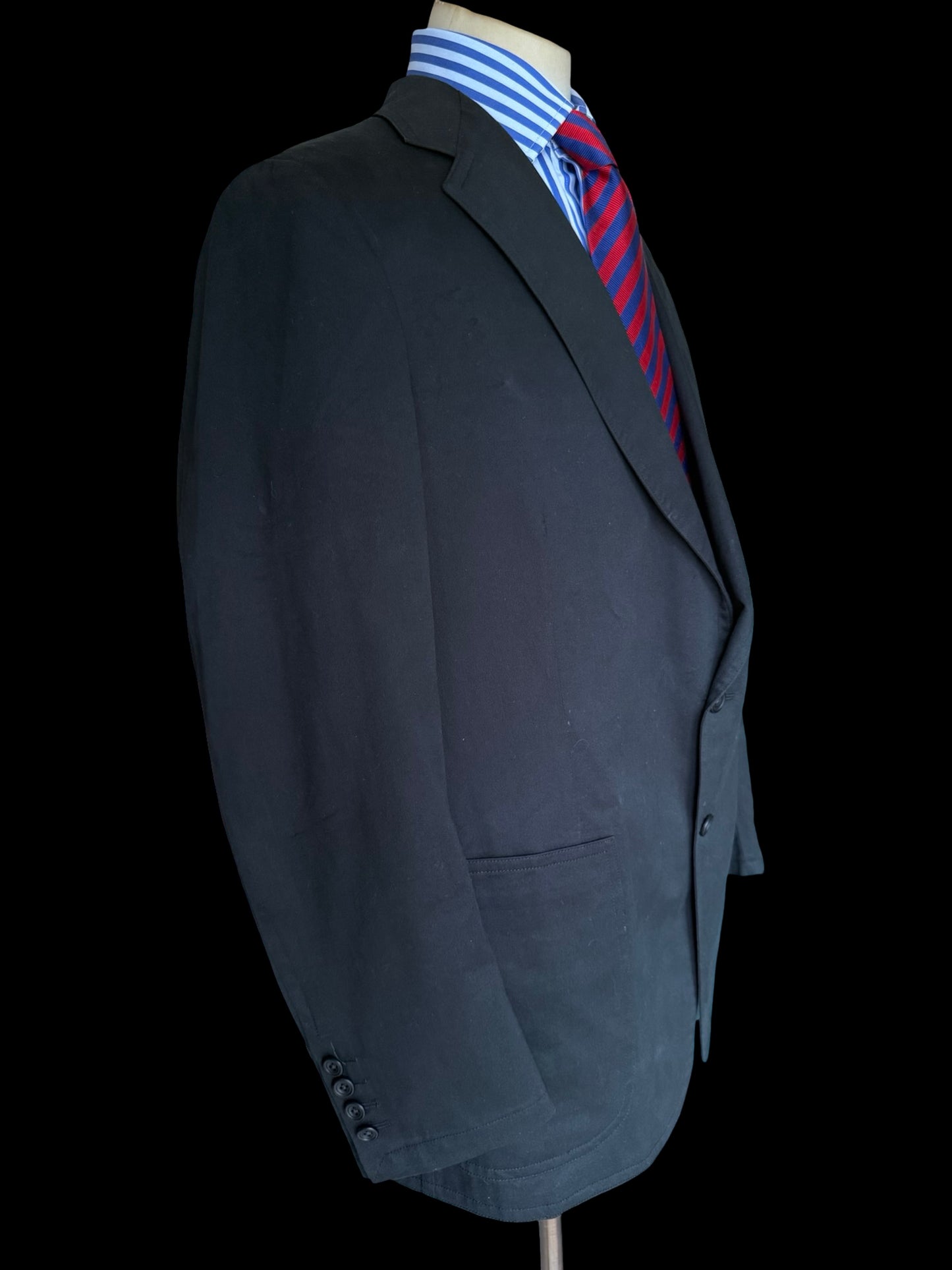 Welsh & Jefferies Savile Row Black Unstructured Sport Coat 44R Cotton