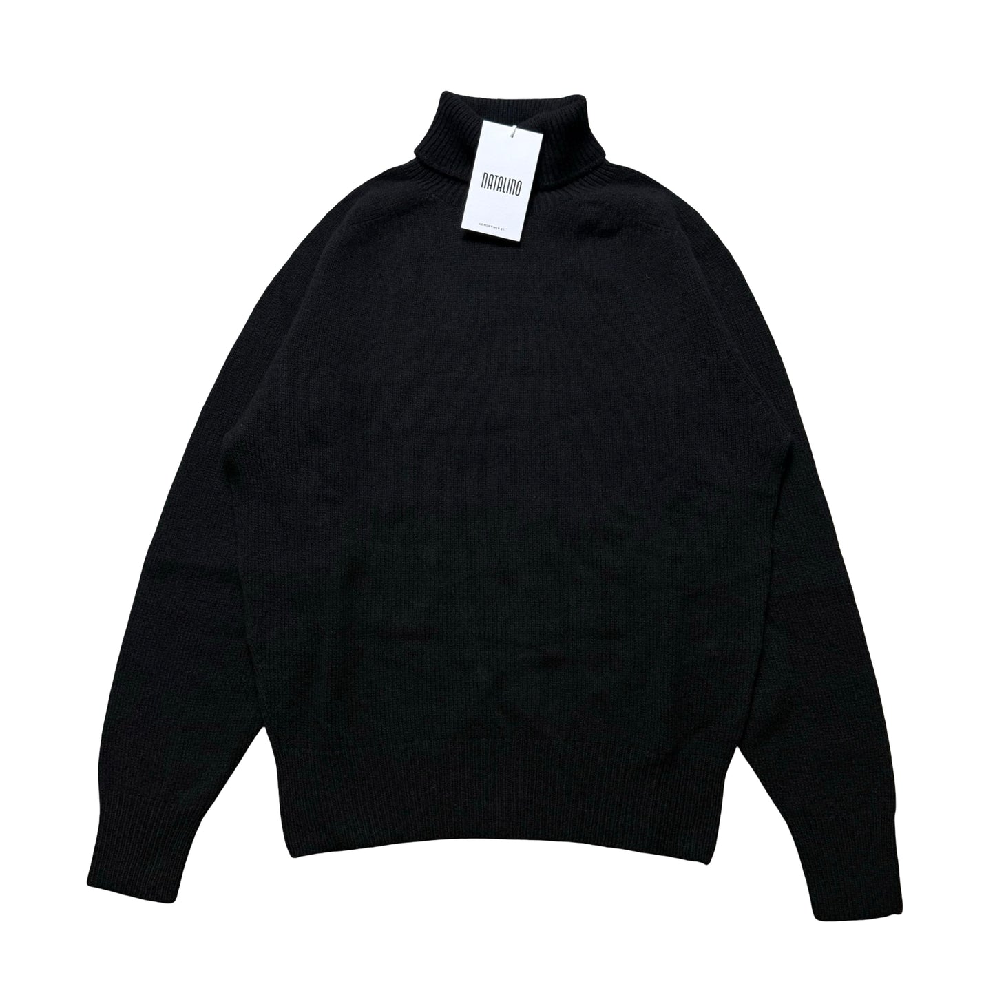 BNWT Natalino Superfine Wool Roll Neck Jumper Black Blue Size Small RRP £185