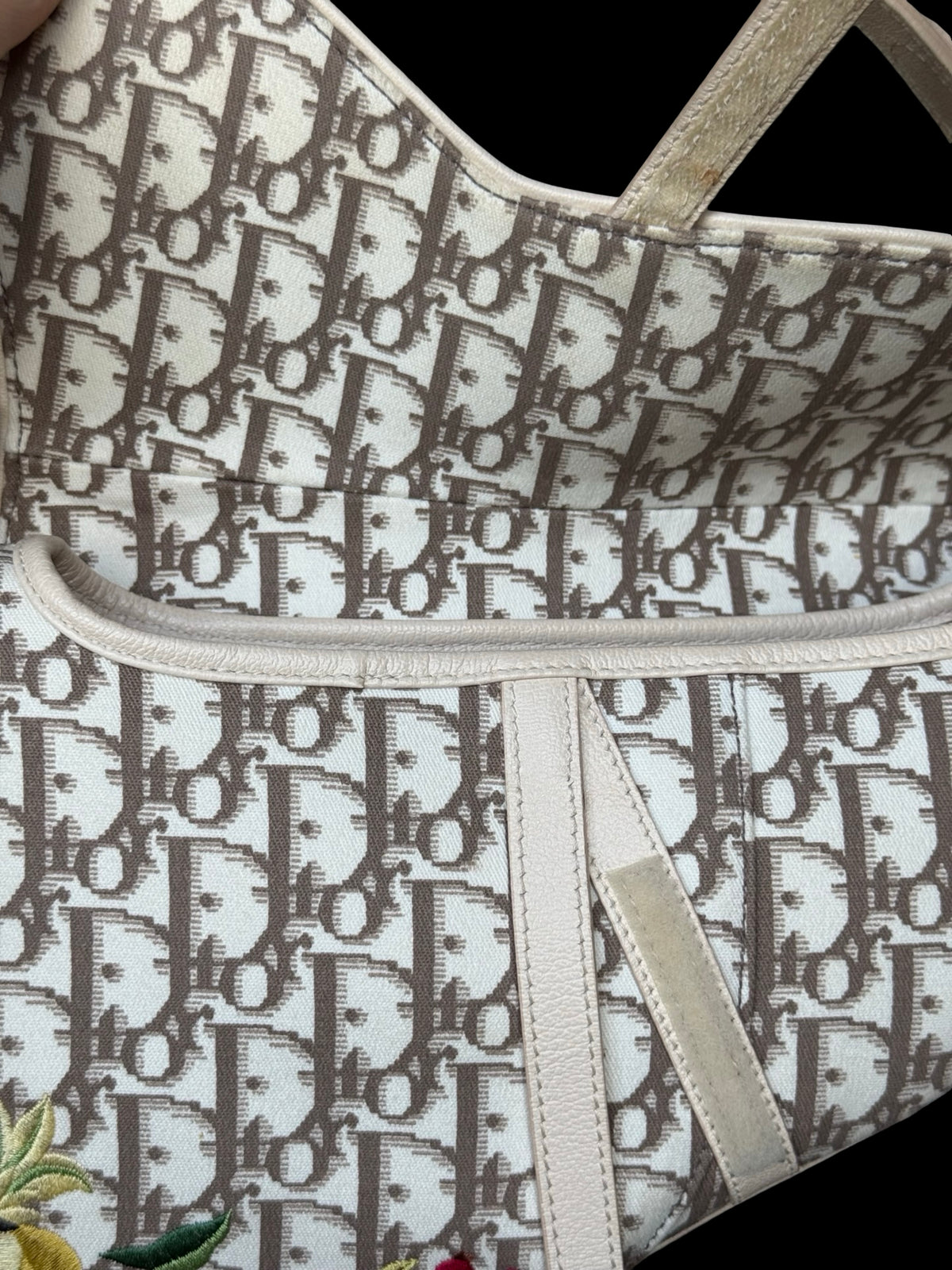 Christian Dior Oblique Floral Embroidered Saddle Bag John Galliano 2005