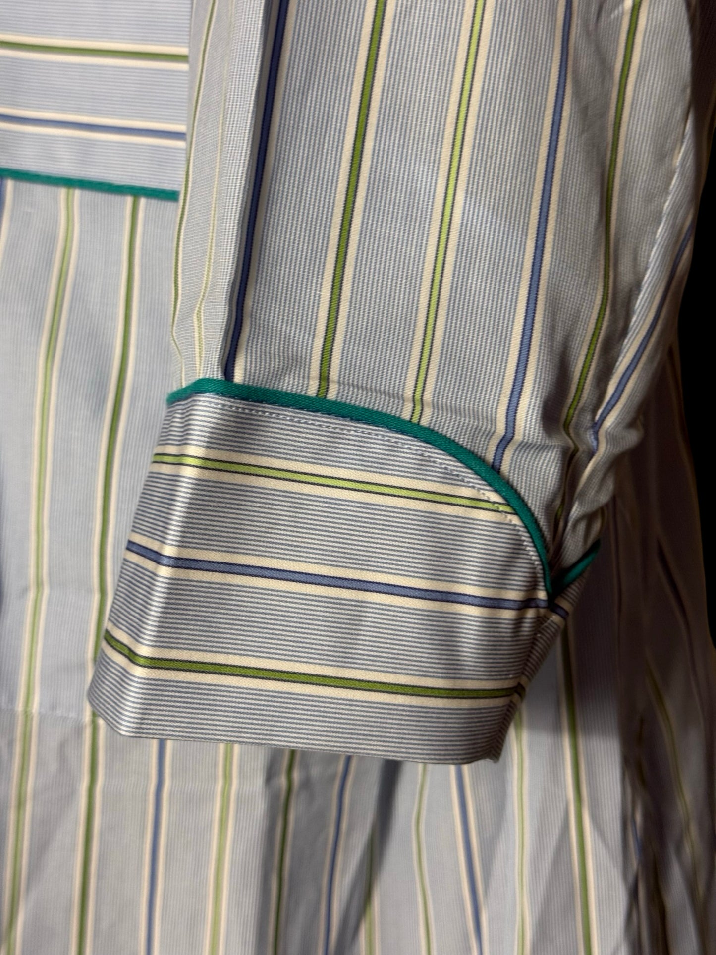 Turnbull & Asser Dressing Gown Size XL Light Blue Striped Poplin Cotton RRP £350