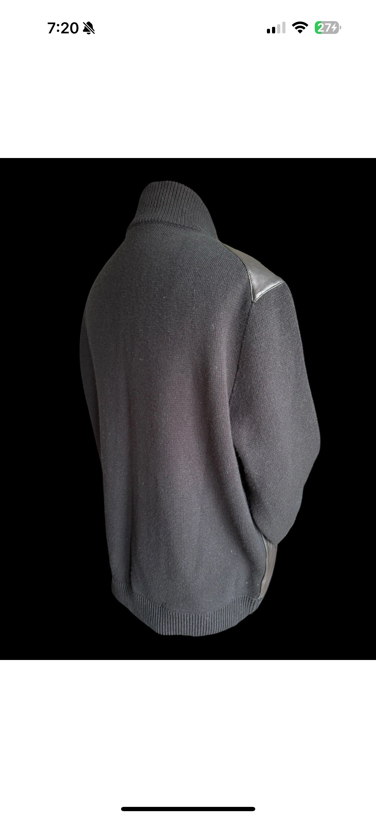 Men’s Brioni Leather Blouson Jacket Knitted Sleeves Size 58