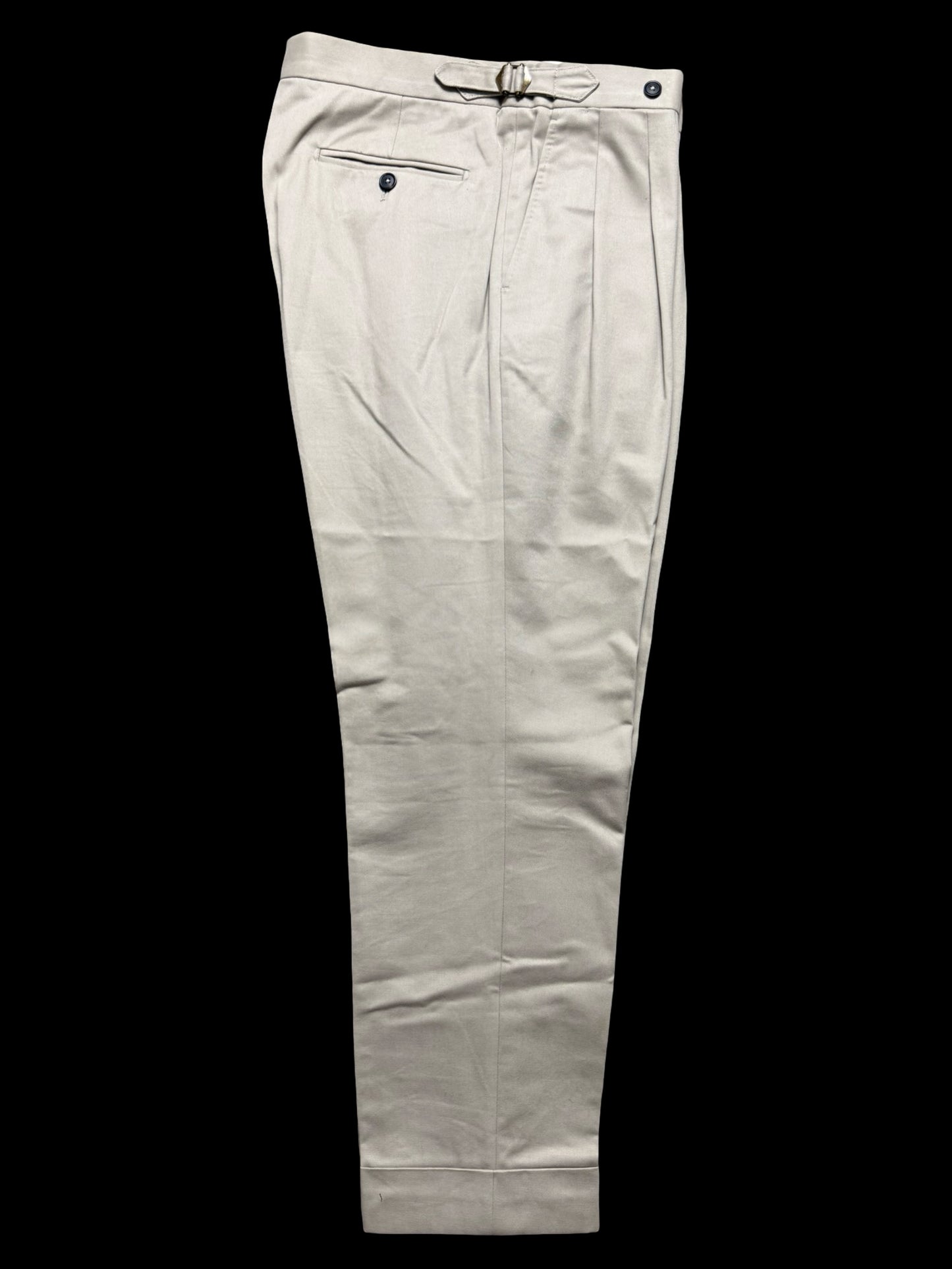 Natalino Beige Cotton Drill Pleat Front Trousers W32S RRP £165