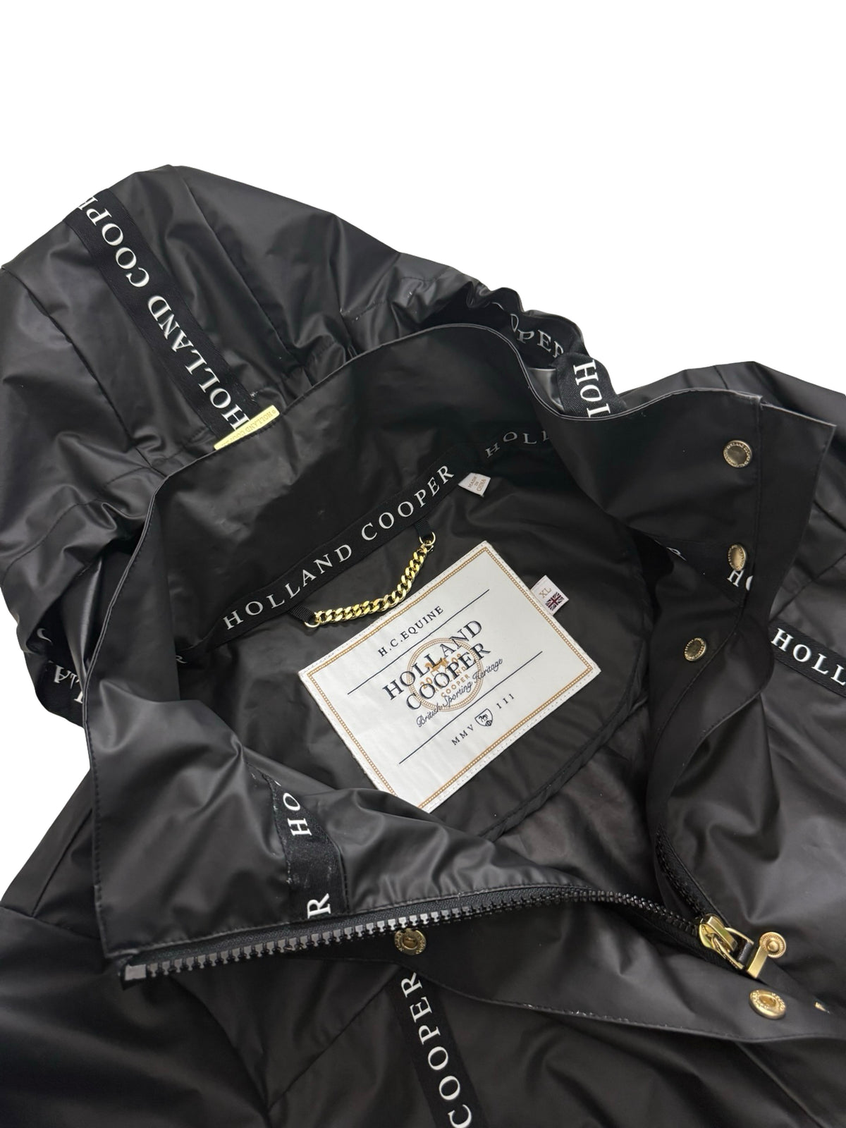 Holland & Cooper Black Rain Coat Mac Size XL RRP £199