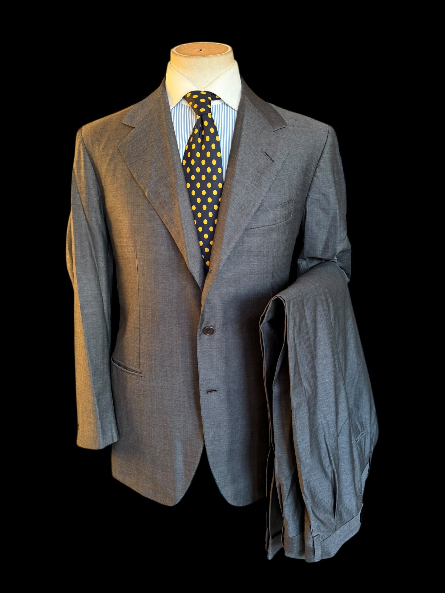 Bespoke Tommy Giulio Caraceni Grey Herringbone Suit 41S/ W34” Lightweight Wool
