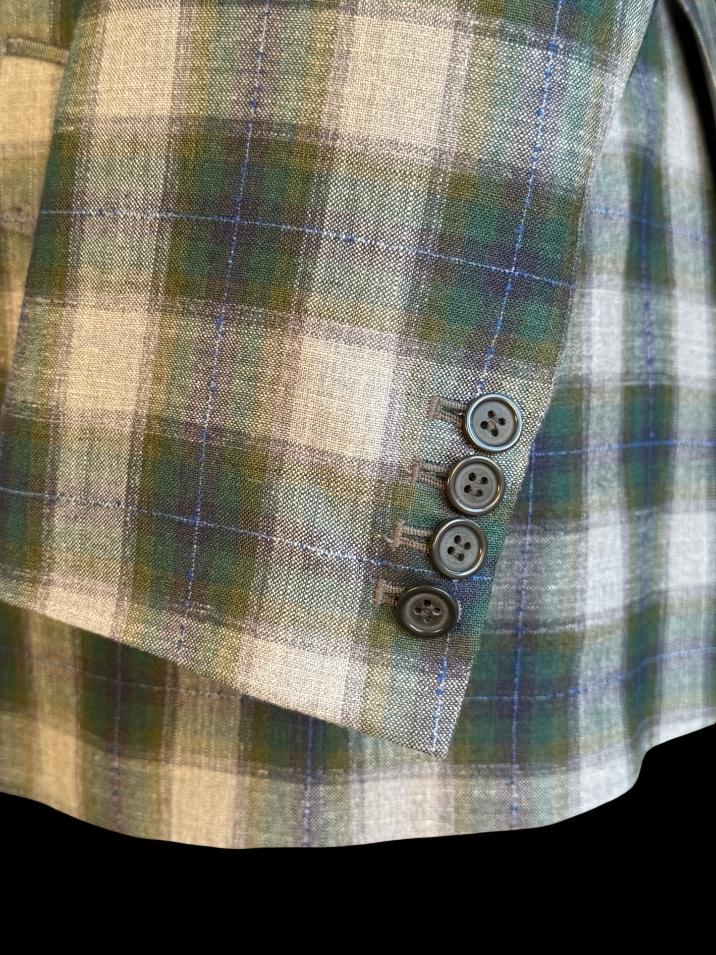 Bespoke Holland & Sherry Crystal Springs Check Sport Coat 46R Grey Green Purple