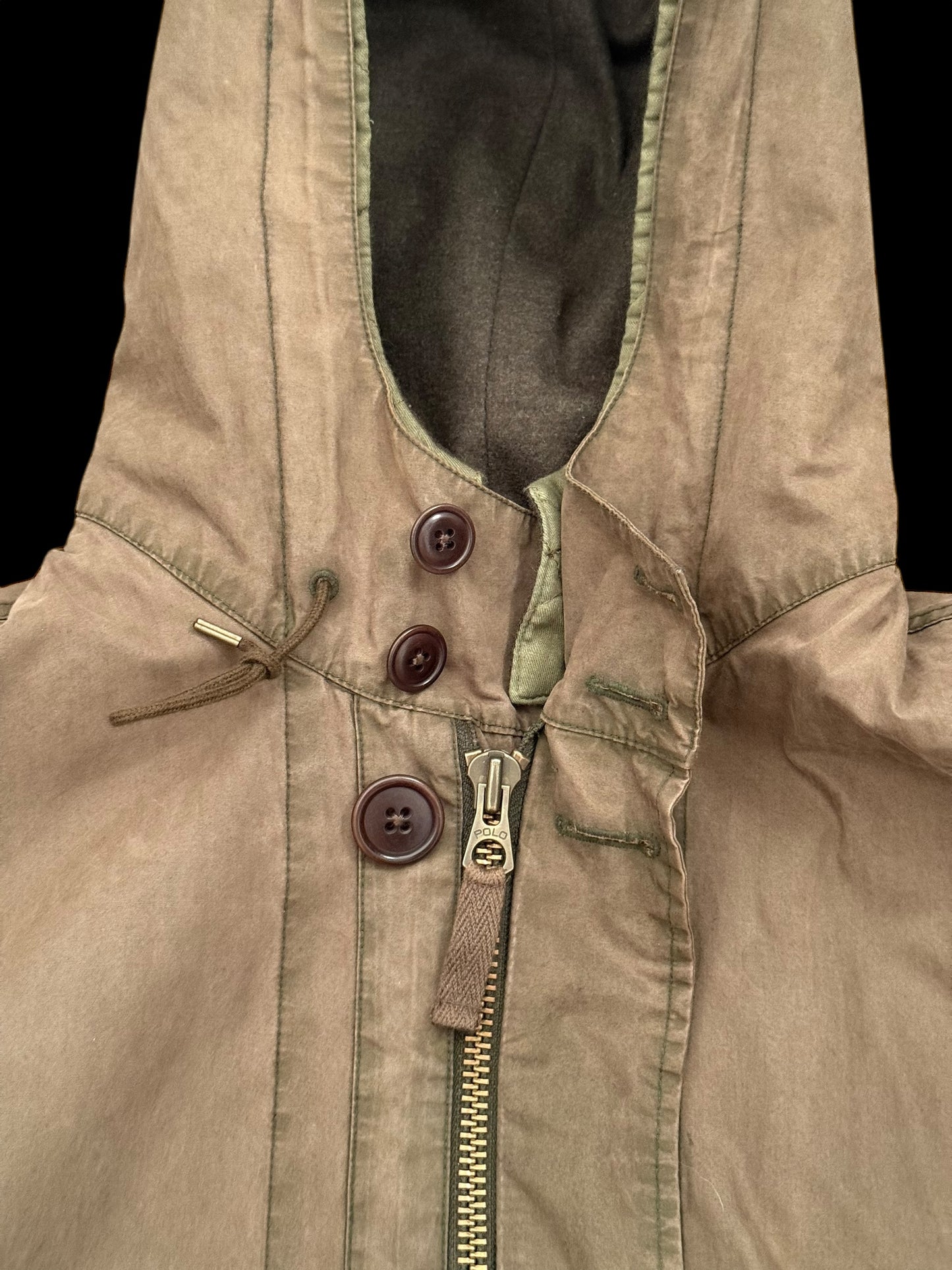 Vintage Polo Ralph Lauren M-47 Military Style Parka Size Large Belted & Liner