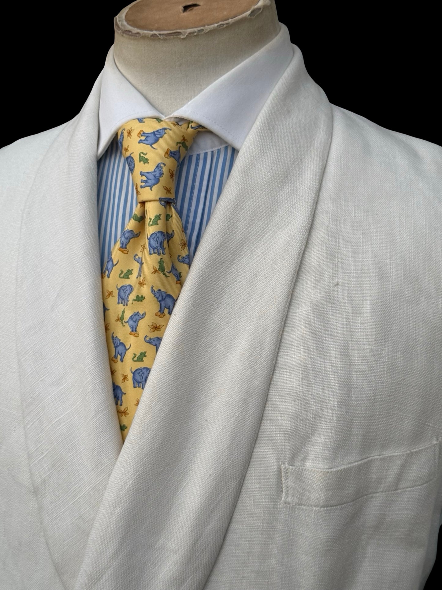 Men’s Alkit 1950’s Bespoke White Linen Double Breasted Blazer 40S Savile Row