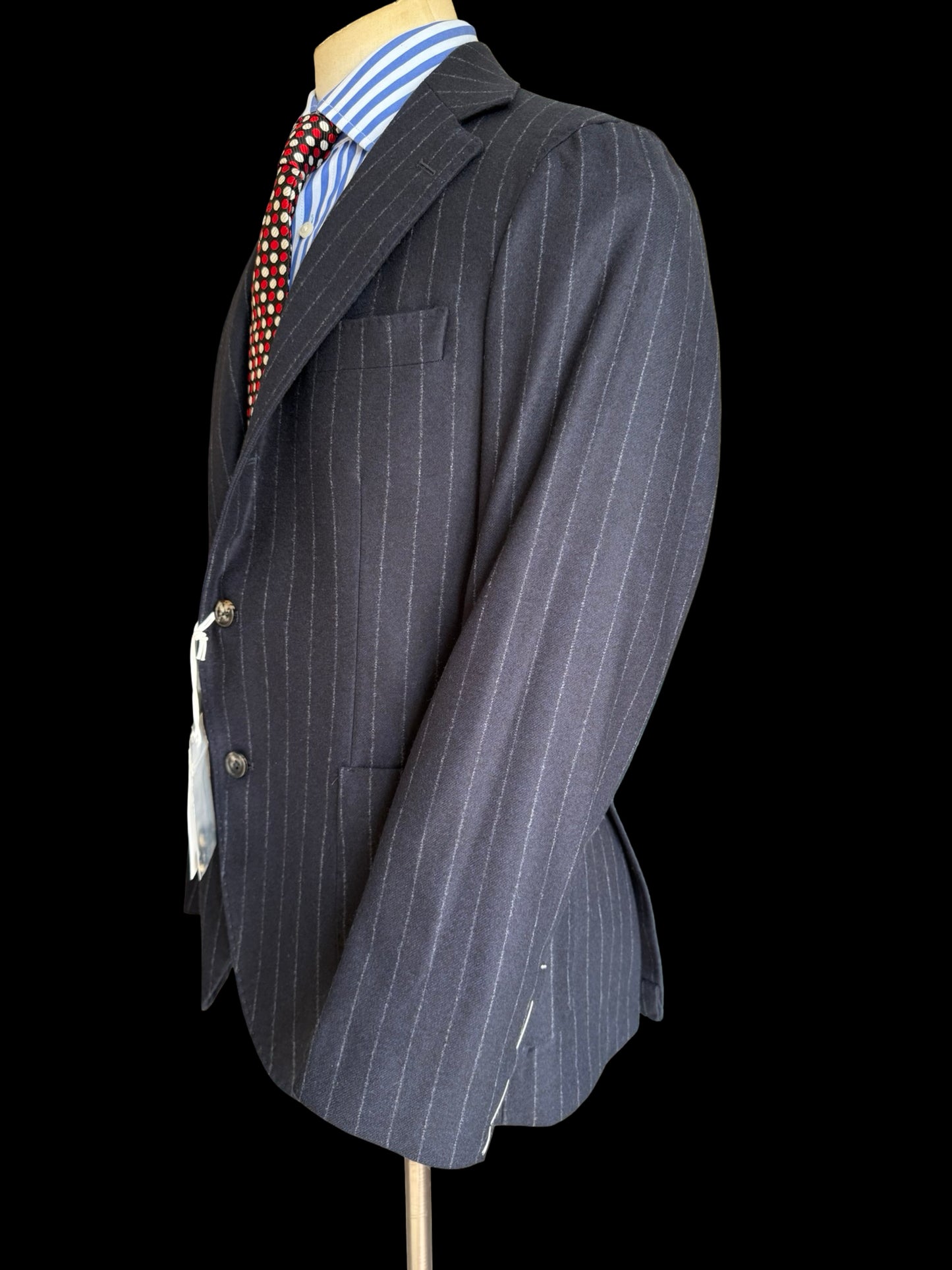 BNWT Natalino Navy Chalk Stripe Flannel Sport Jacket 36R RRP £470