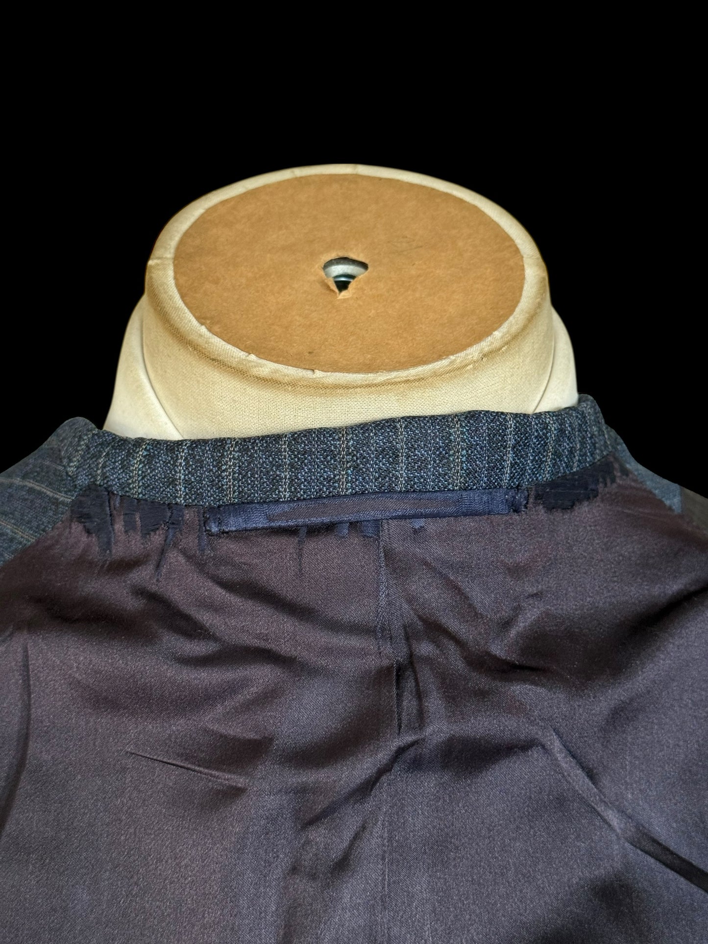 Bespoke Tommy Giulio Caraceni Blue Stripe Heavy Wool Suit 42S/ W34” 1940’s Style