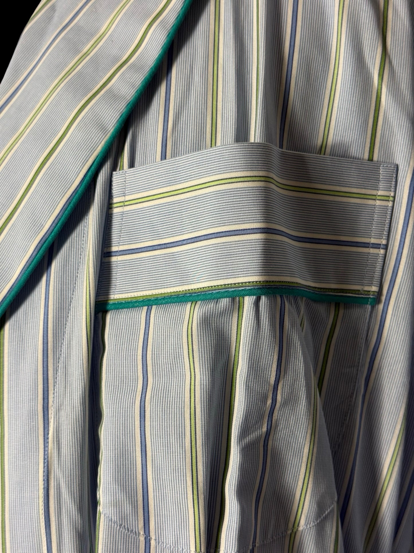 Turnbull & Asser Dressing Gown Size XL Light Blue Striped Poplin Cotton RRP £350