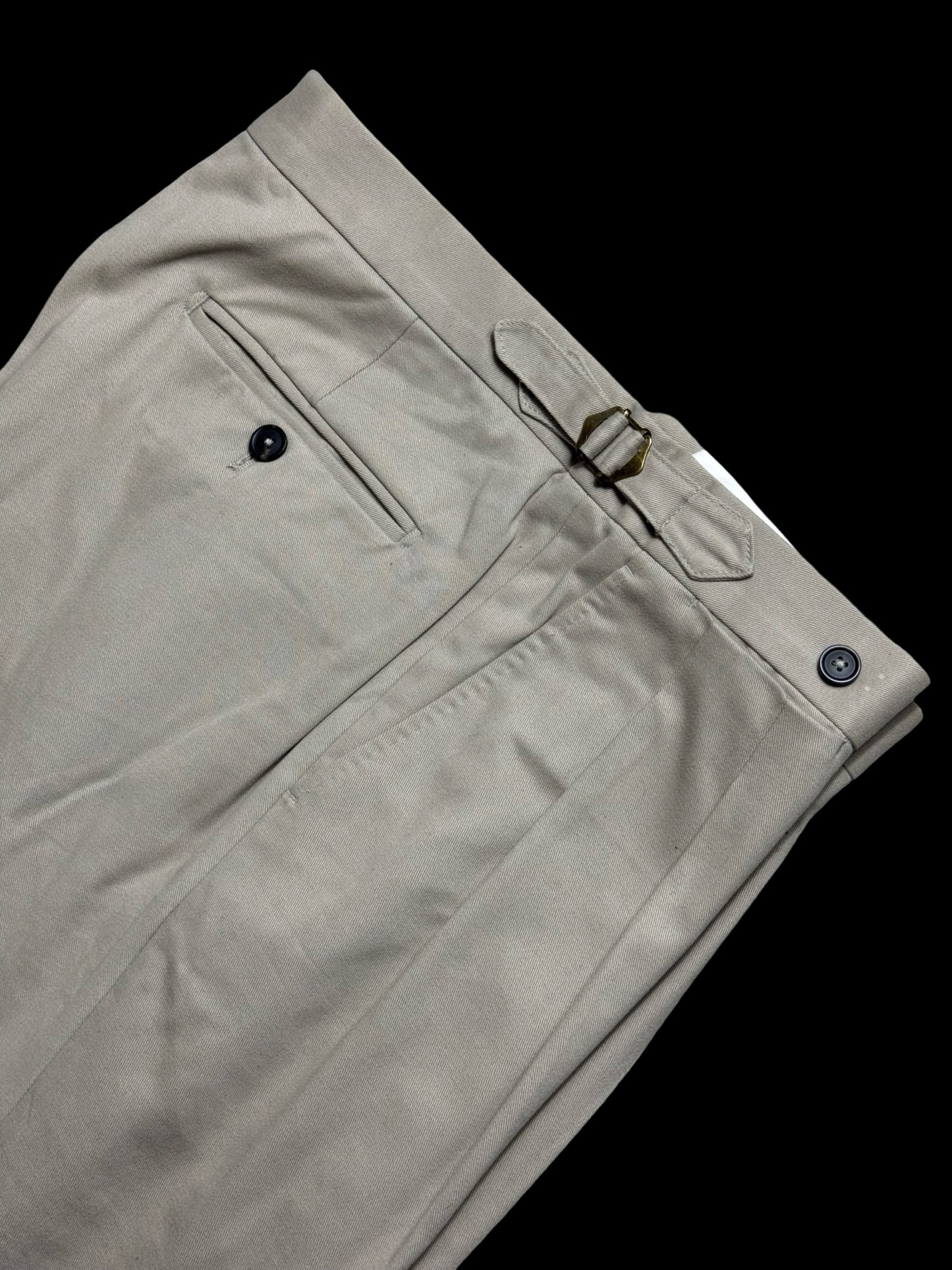 Natalino Beige Cotton Drill Pleat Front Trousers W32S RRP £165