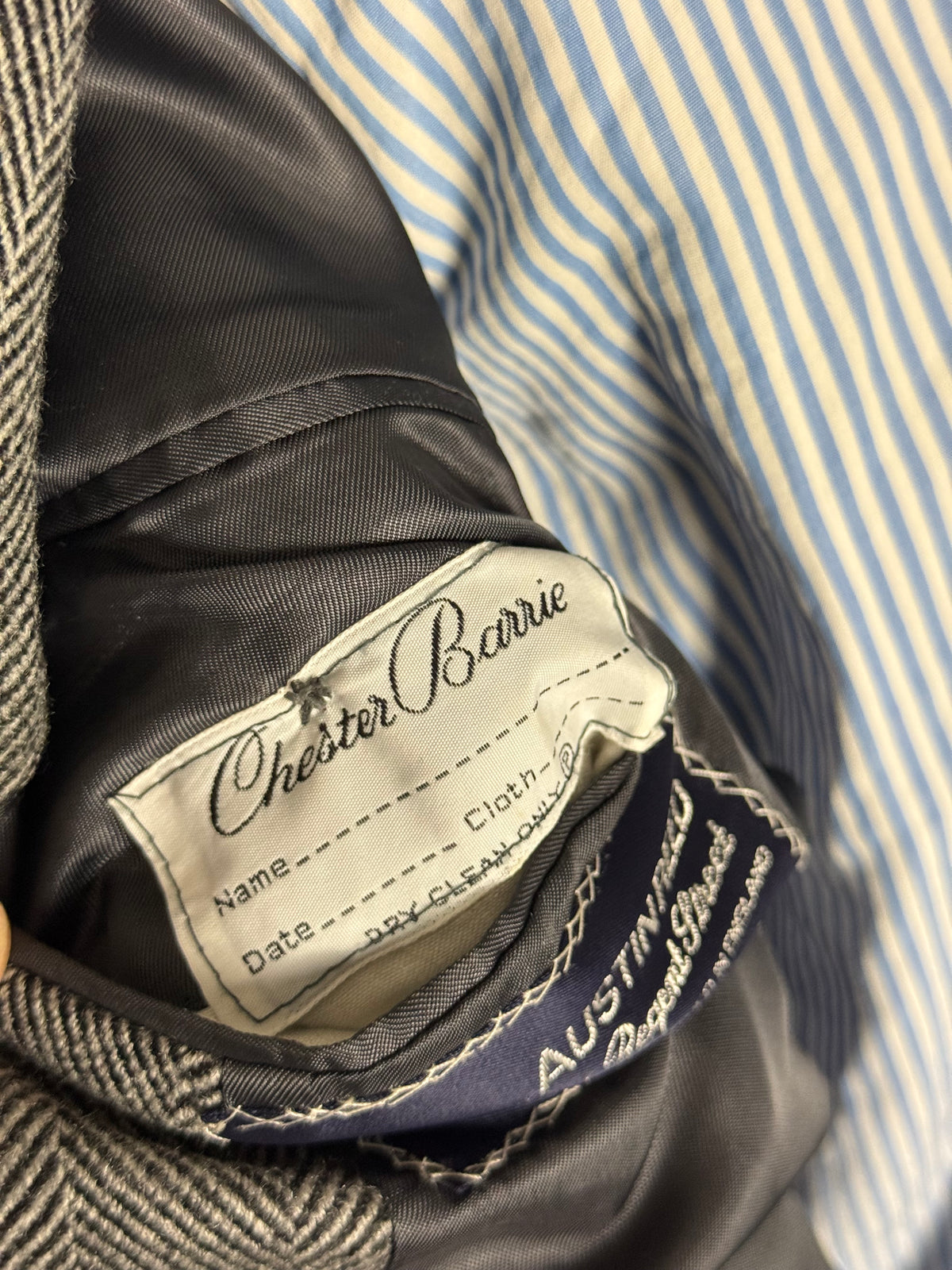 Vintage Chester Barrie Savile Row Double Breasted Herringbone Overcoat 42L