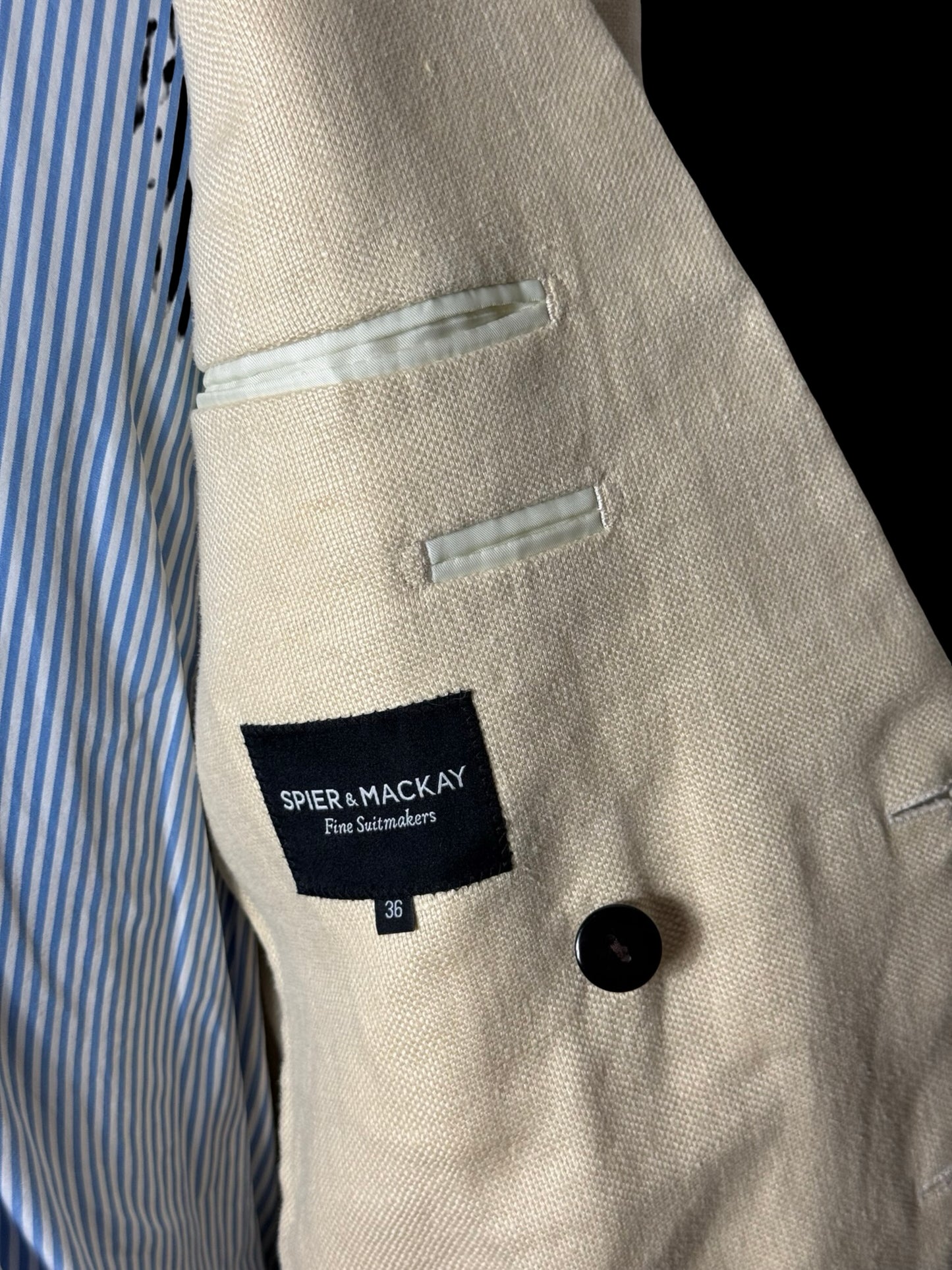 Spier & Mackay Cream Heavy Linen Sport Coat 36” Double Breasted RRP $378
