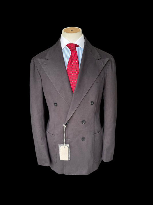 Natalino Double Breasted Sport Coat 54 UK44 Grey Brushed Cotton RRP £420