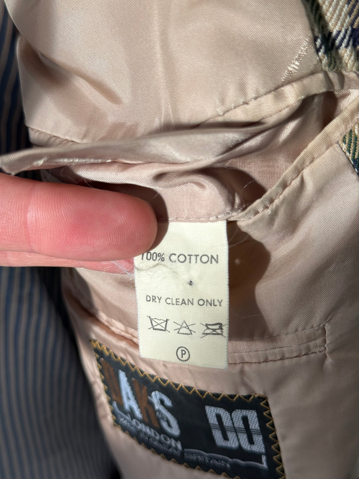 Men’s DAKS Check Cotton Sport Coat Size 44L House Check