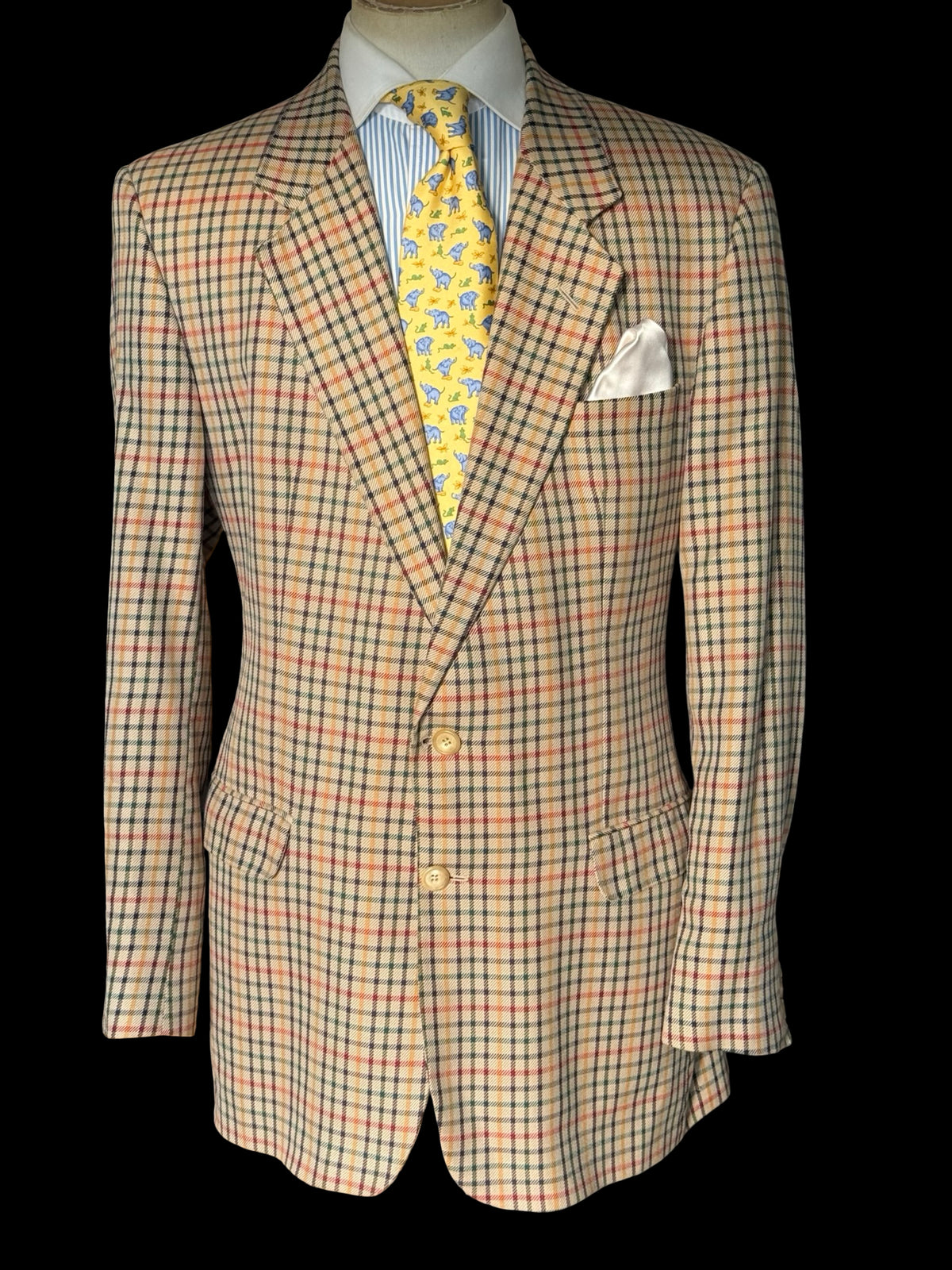 Men’s DAKS Check Cotton Sport Coat Size 44L House Check