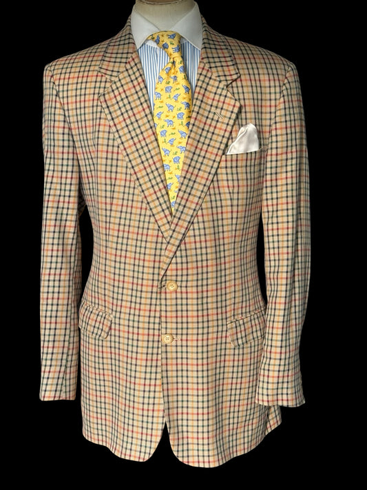 Men’s DAKS Check Cotton Sport Coat Size 44L House Check