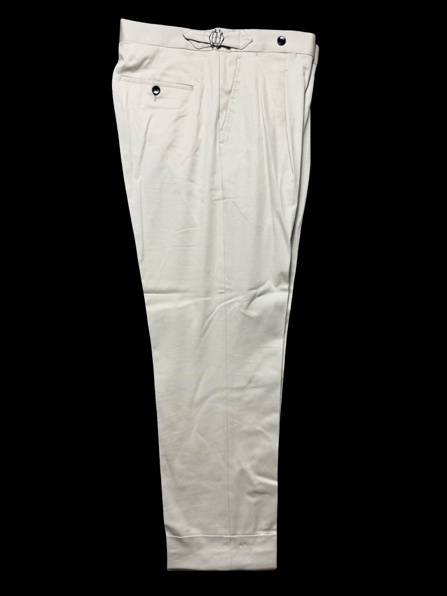 Natalino Cream Cotton Drill Pleat Front Trousers W32S RRP £165