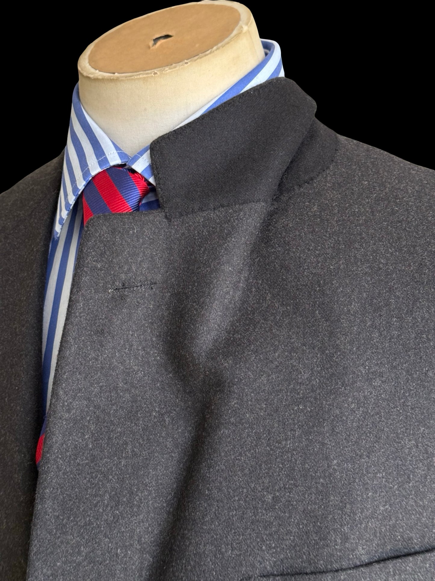 Vintage Gieves & Hawkes Dark Grey Flannel Wool Suit 44R / W40R Heavyweight