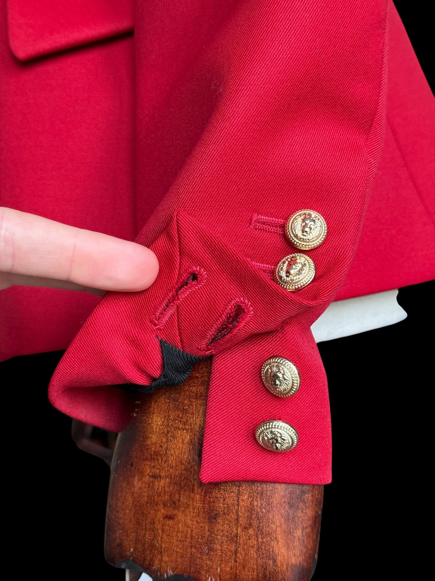 Balmain Double Breasted Red Wool Fitted Jacket Size 44 Gold Buttons RRP £2000