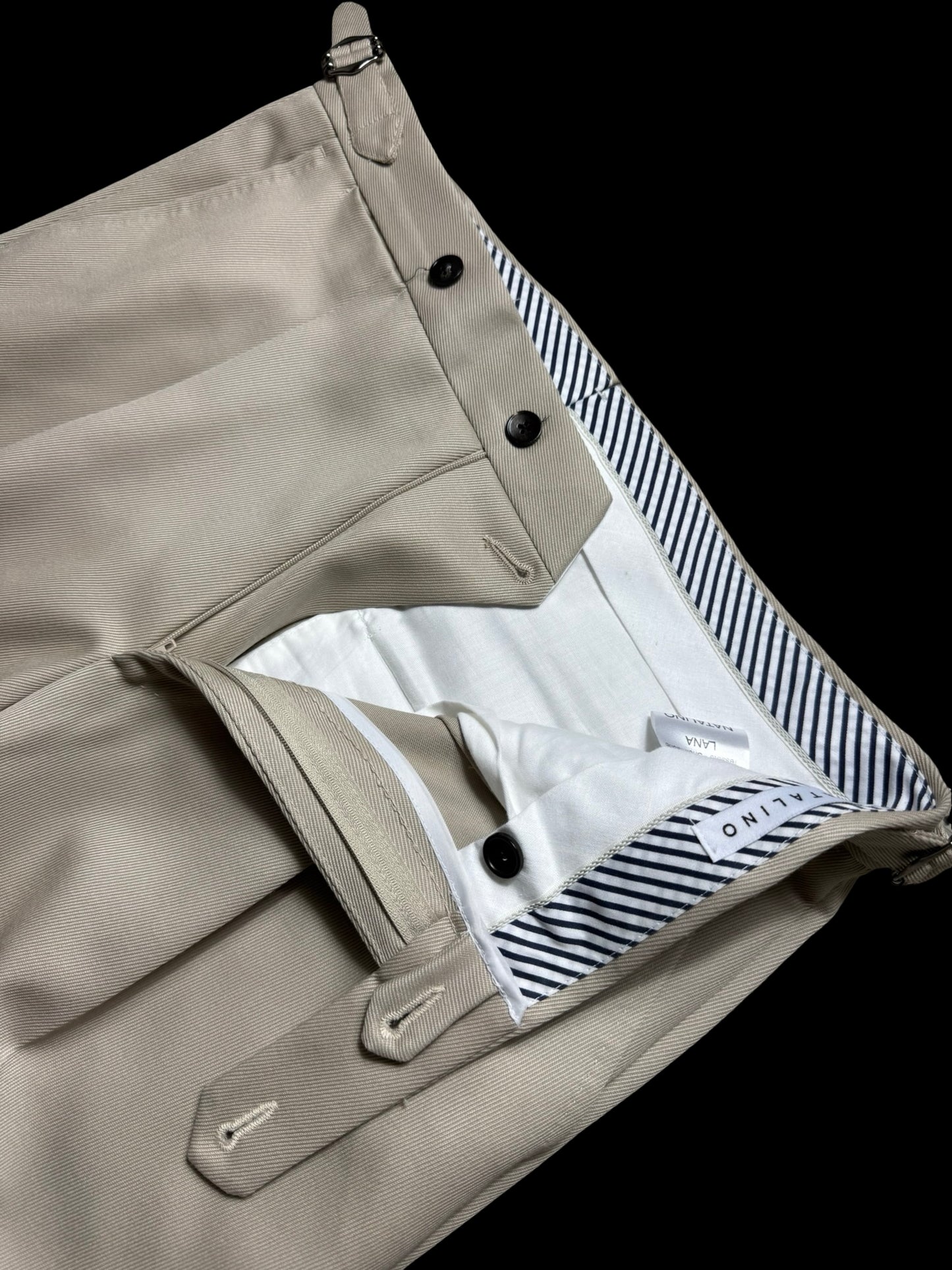 Men’s Natalino Stone Cavalry Wool Twill Pleat Front Trousers W32S RRP £205