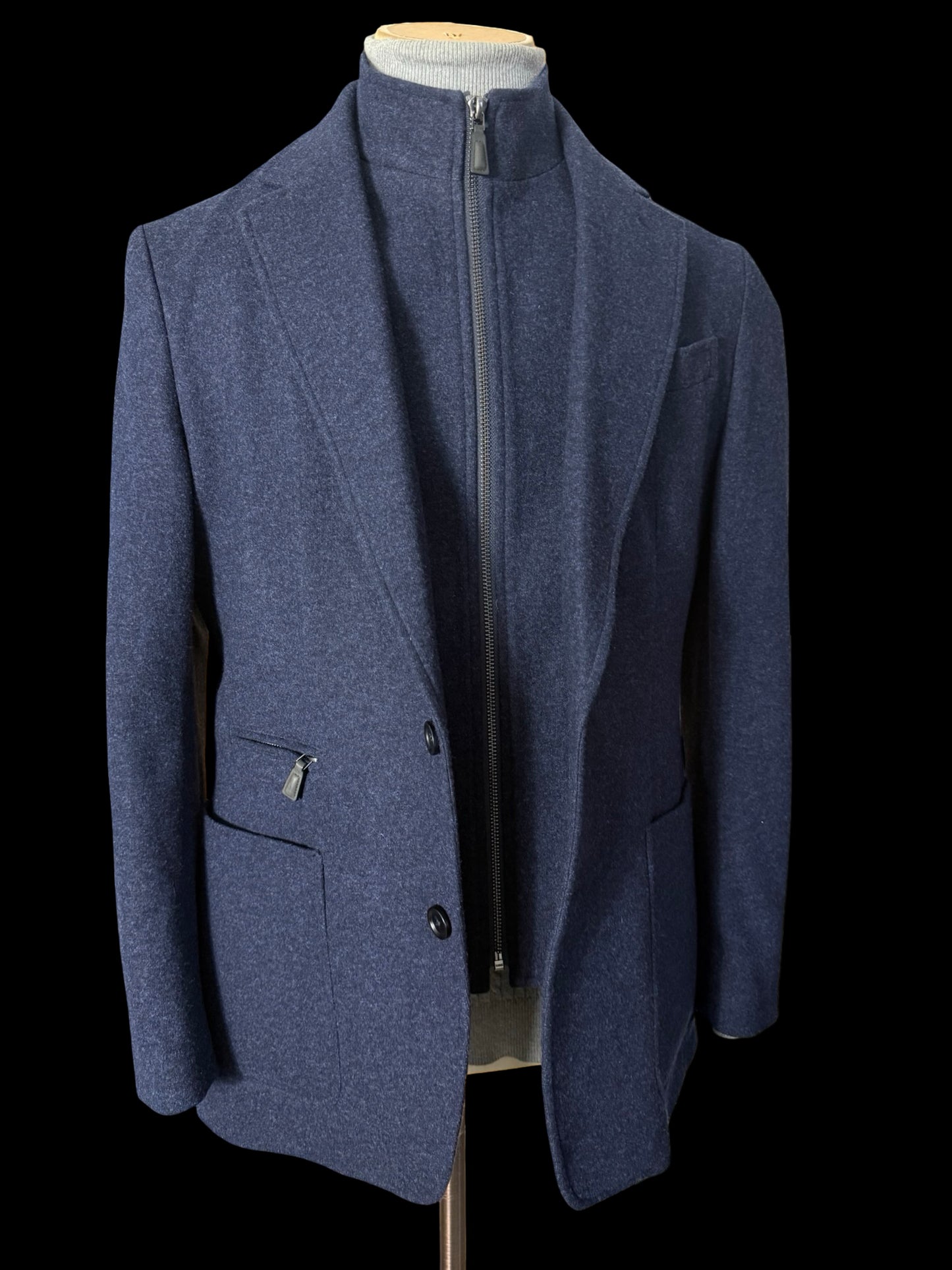 Barrington & Ayre Navy Drago Flannel Wool Jacket 38” Bib Insert RRP £995