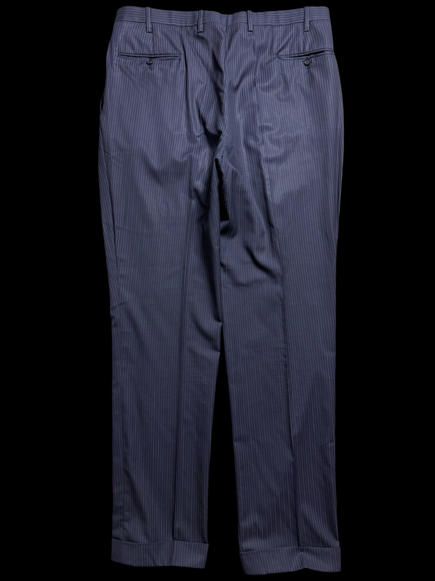 Kiton Navy Blue Pinstripe Suit 44L / W38L Blanc Blu Super 180’s Wool 2 Roll 3 14 Micron