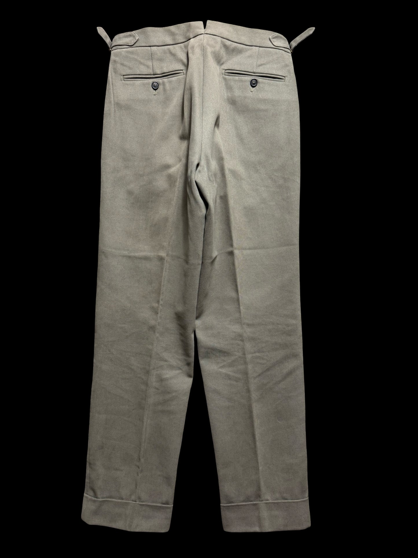 Natalino Military Green Cotton Drill Pleat Front Trousers W30S RRP £165