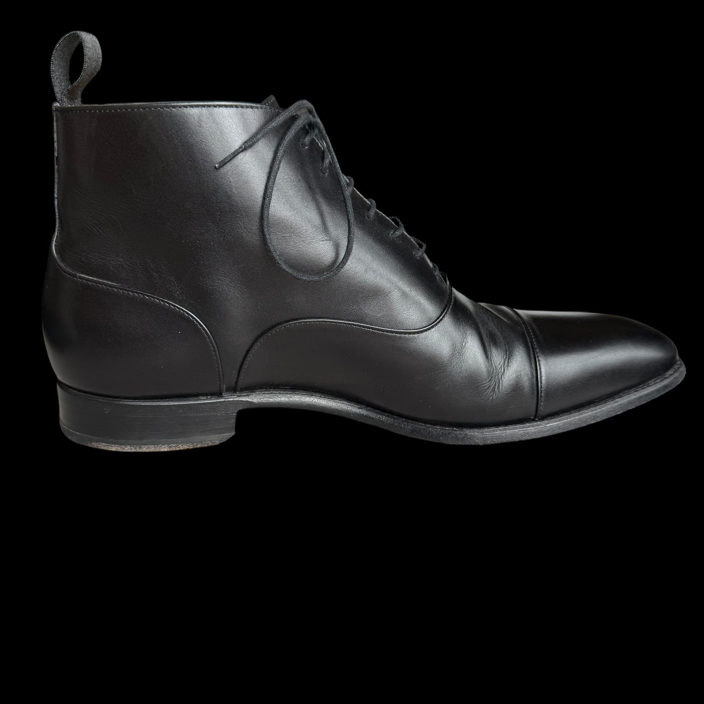 Men’s Herring By Carlos Santos Ankle Boots UK 10 E Cap Toe Black Goodyear Welted