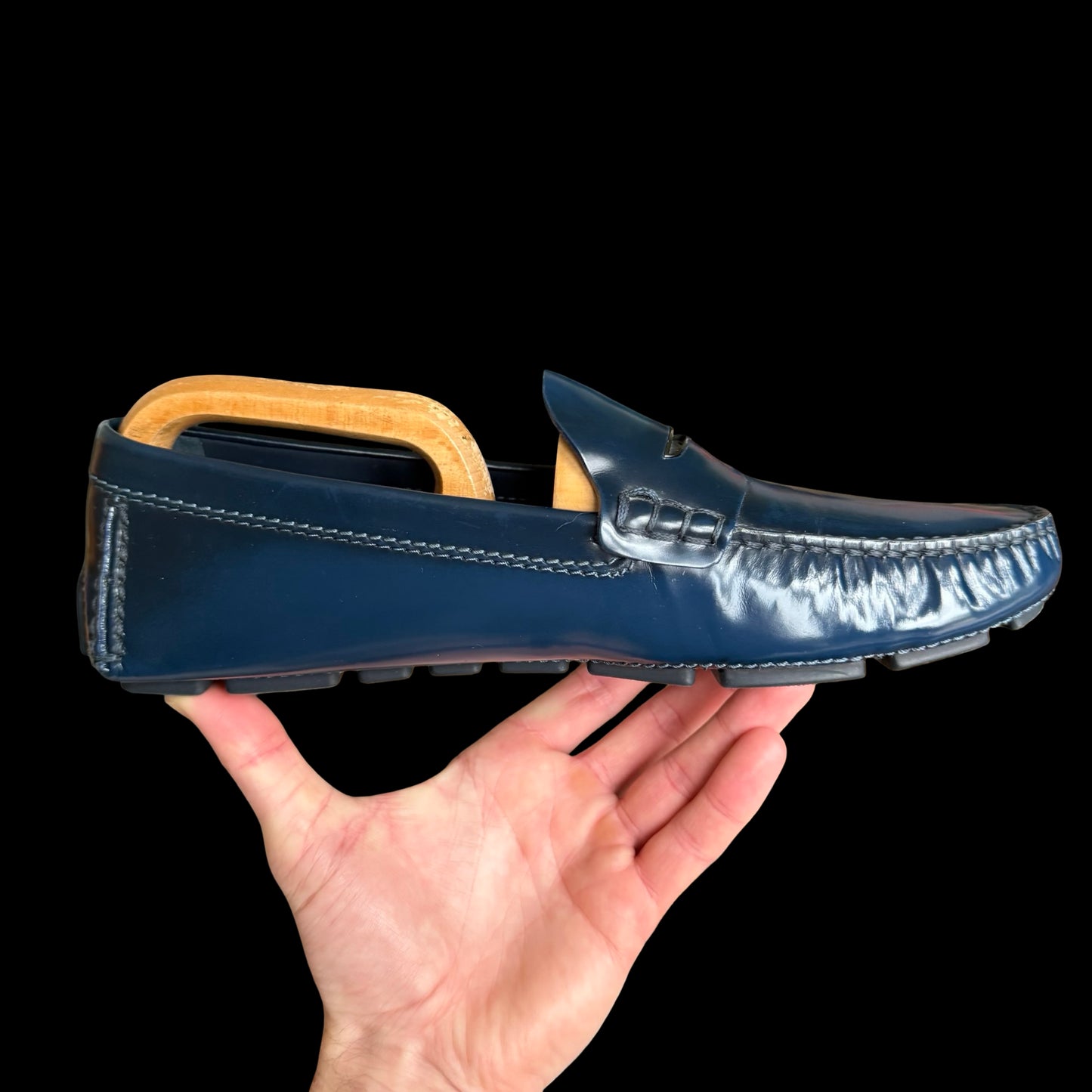 Mens Louis Vuitton Monte Carlo Blue Leather Driving Shoes Loafers UK 8 US 9