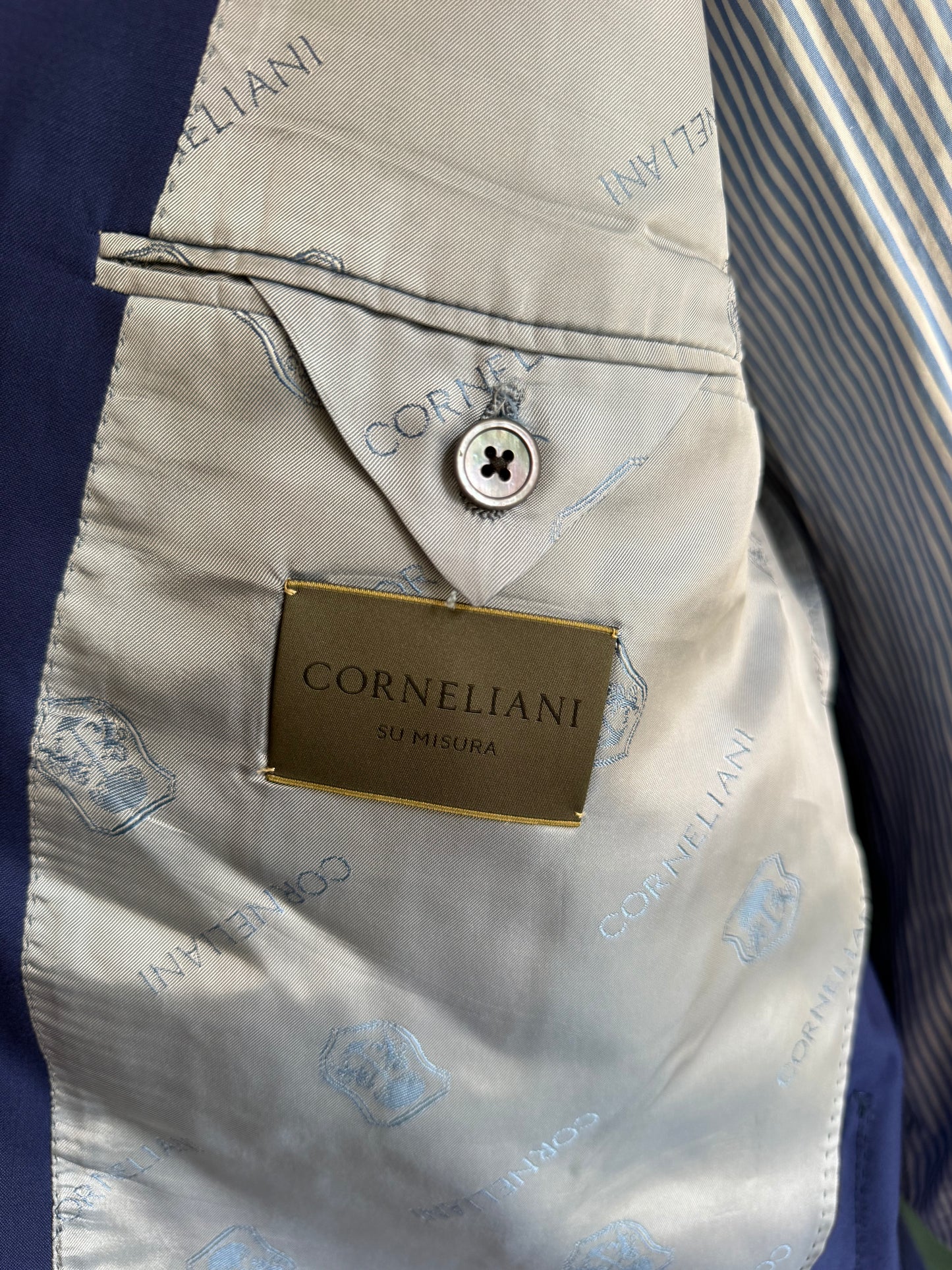 Corneliani Su Misura Royal Blue Suit 48R / W44R MTM Bespoke 15.75 Micron
