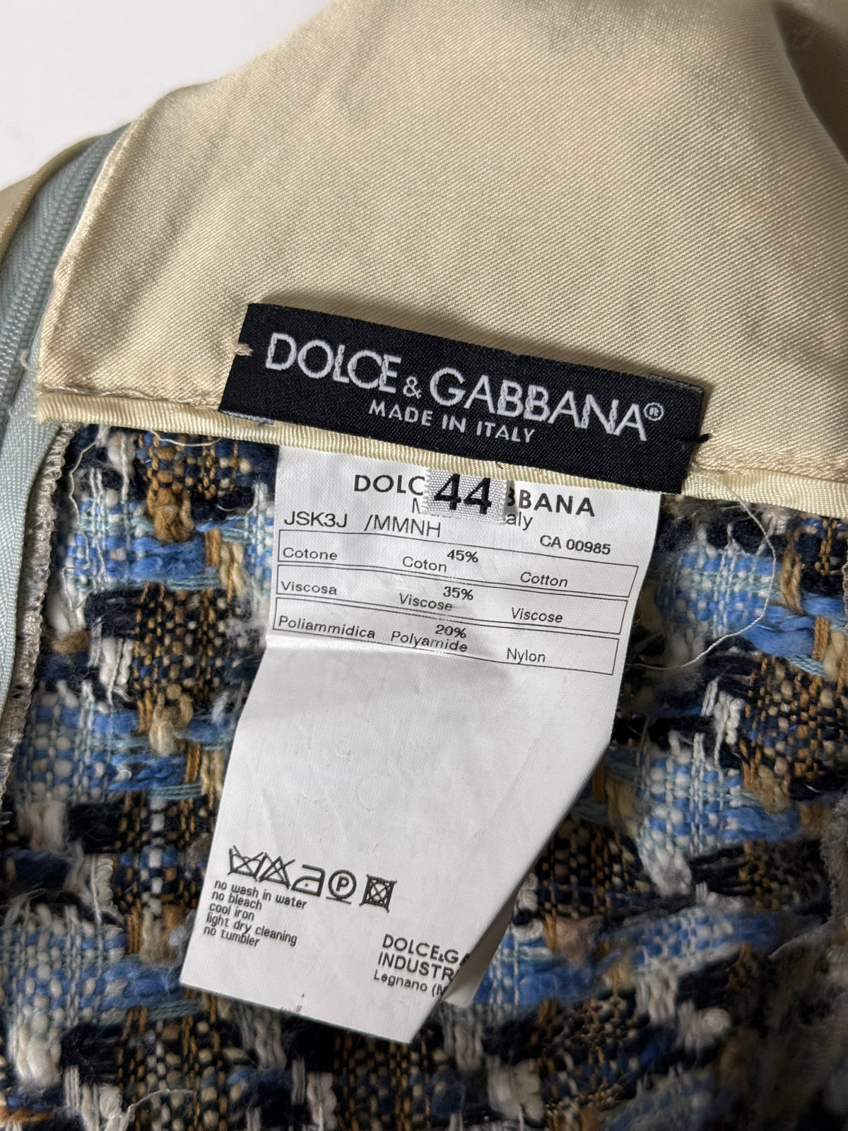 Dolce Gabbana Y2K Tweed & Lace Skirt Suit Size IT46 & 44 Rare Archival 2004